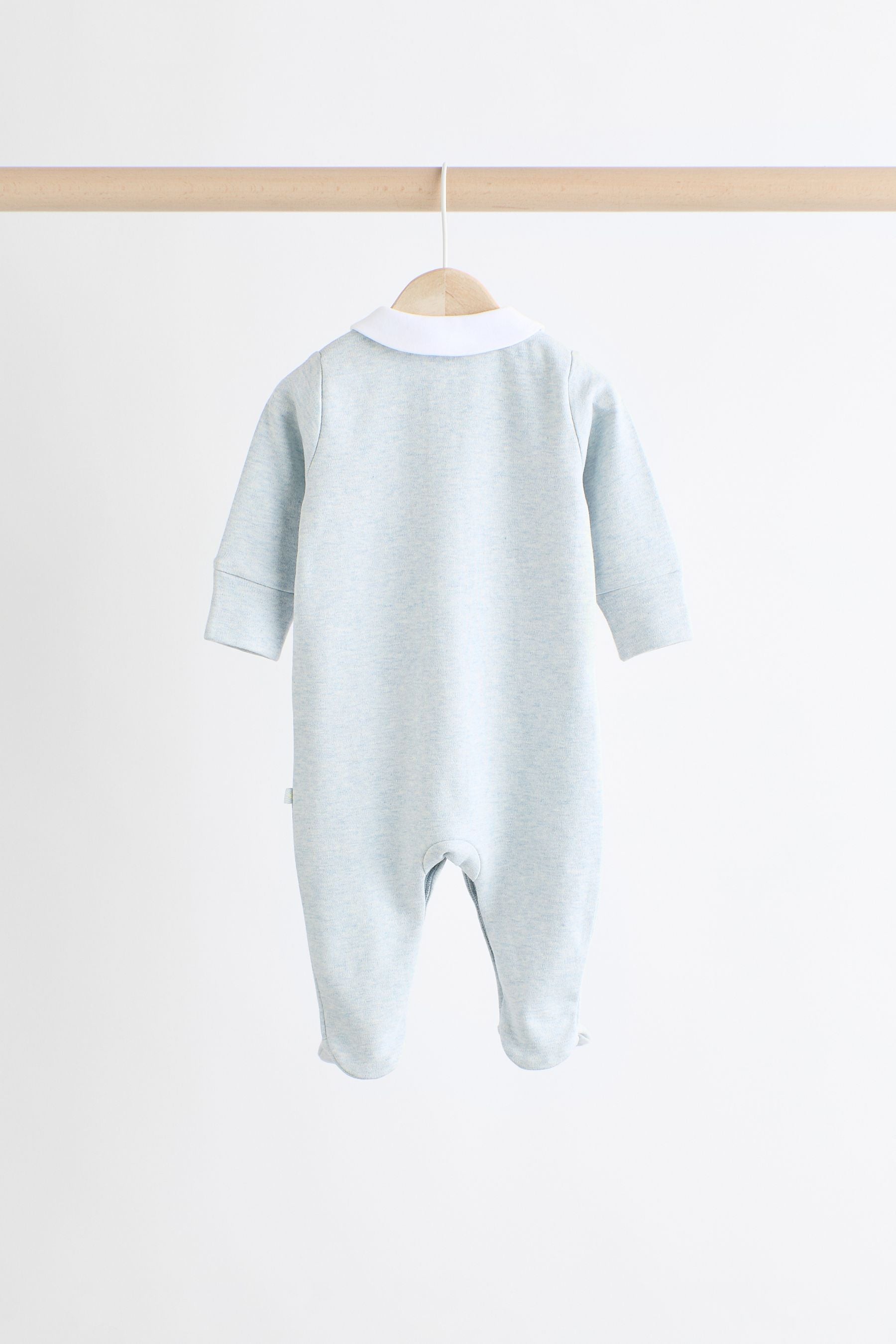 Blue Delicate Elephant Baby 100% Cotton Sleepsuits 3 Pack (0-2yrs)