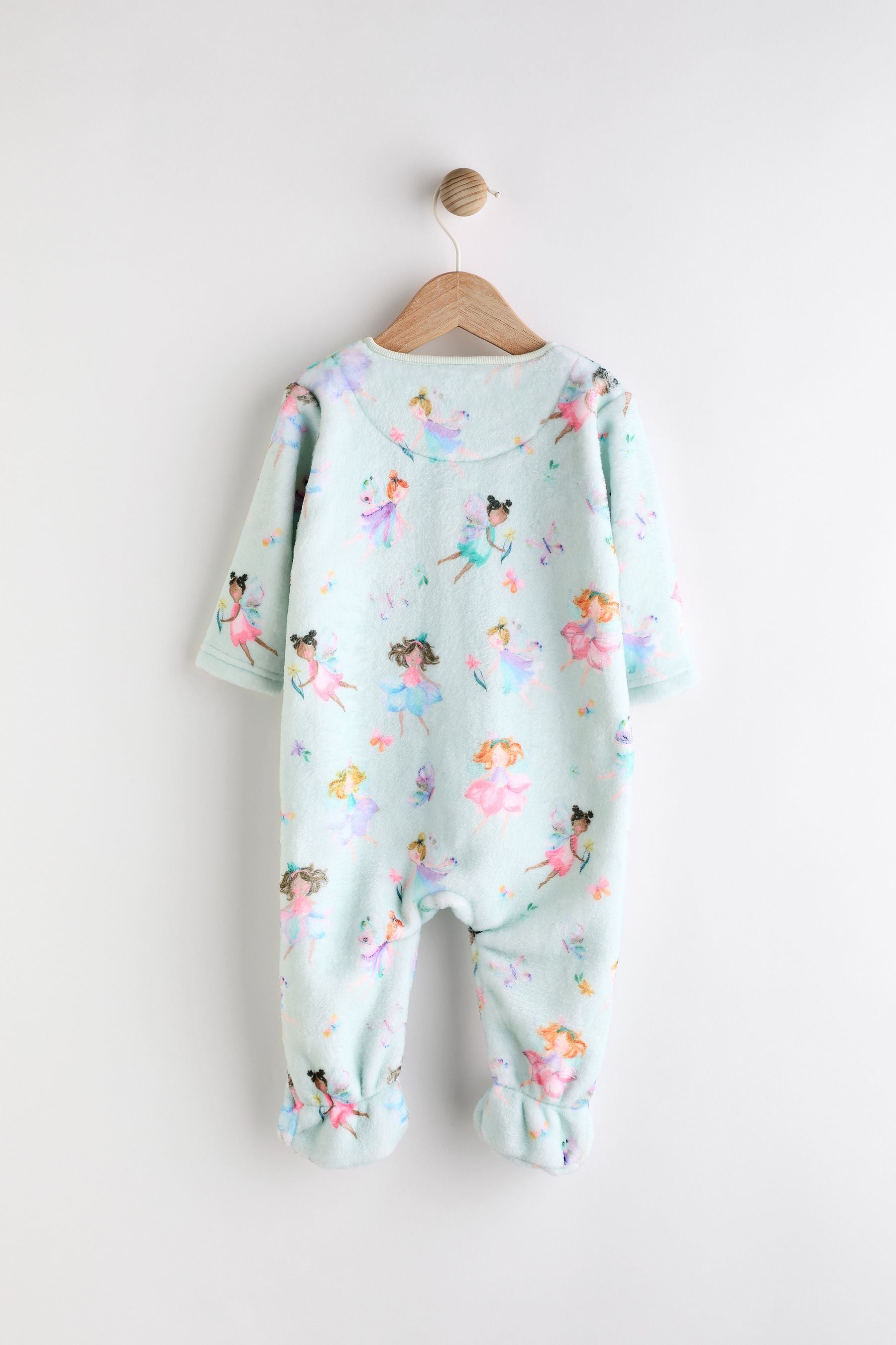 Mint Green Fairy Baby Zip Fleece Sleepsuit