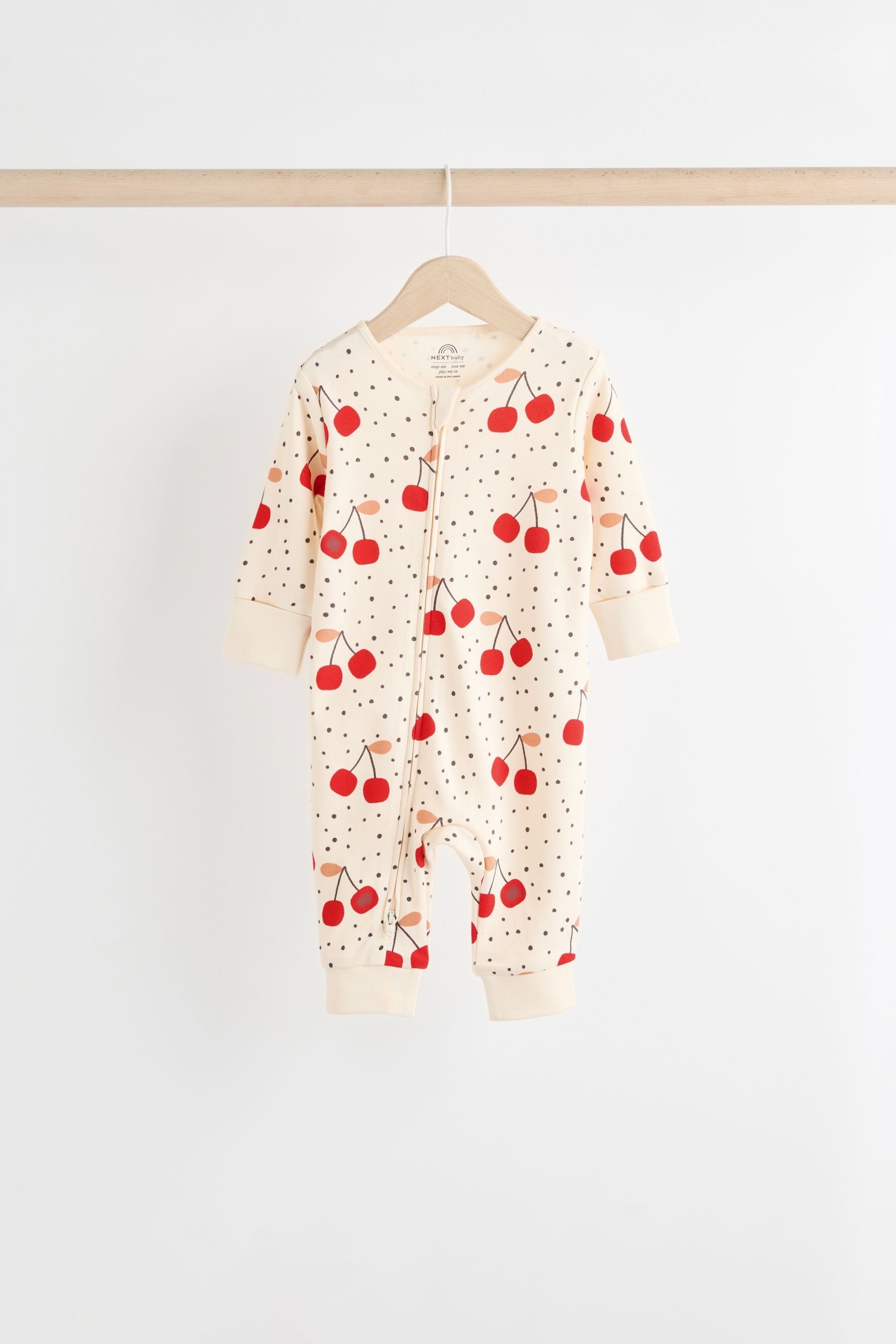 Red Cherry 4 Pack Two Way Zip Baby Sleepsuit (0mths-3yrs)