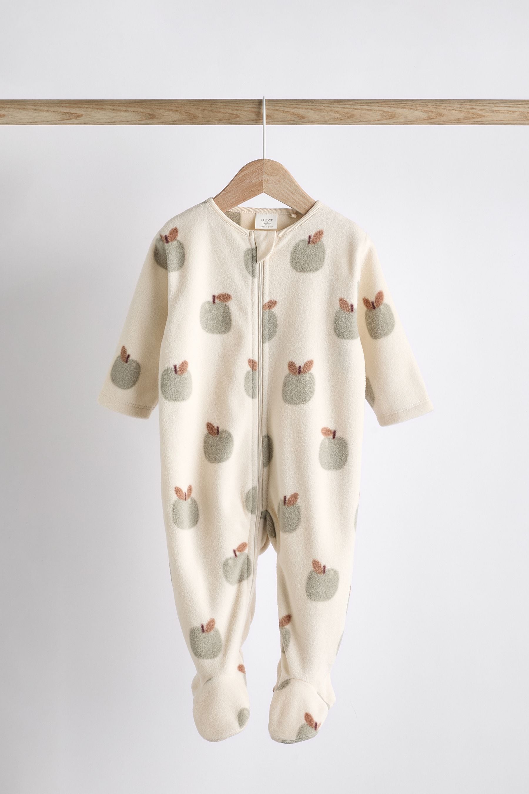 Sage Green 2 Pack Baby Microfleece Sleepsuits