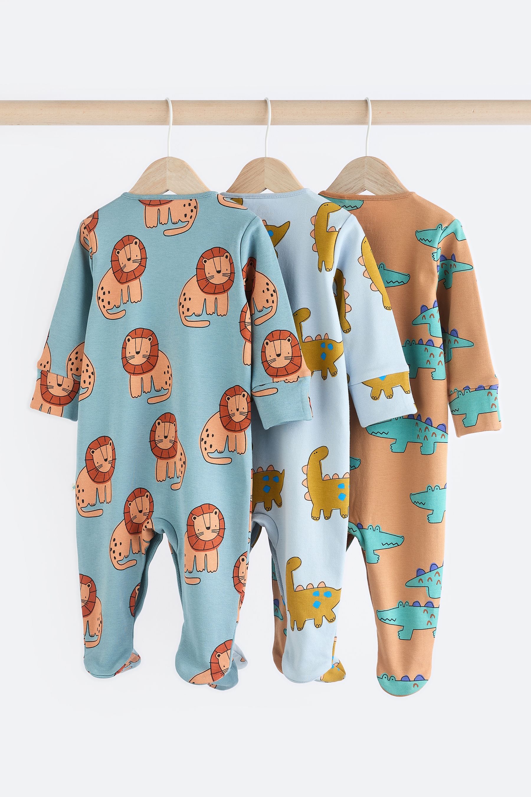 Blue/Green Character 3 Pack Baby Sleepsuits (0mths-3yrs)