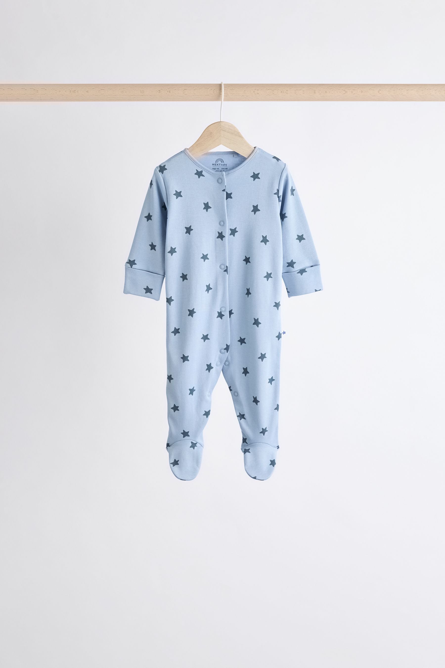 Blue Printed Baby Sleepsuits 7 Pack (0mths-2yrs)