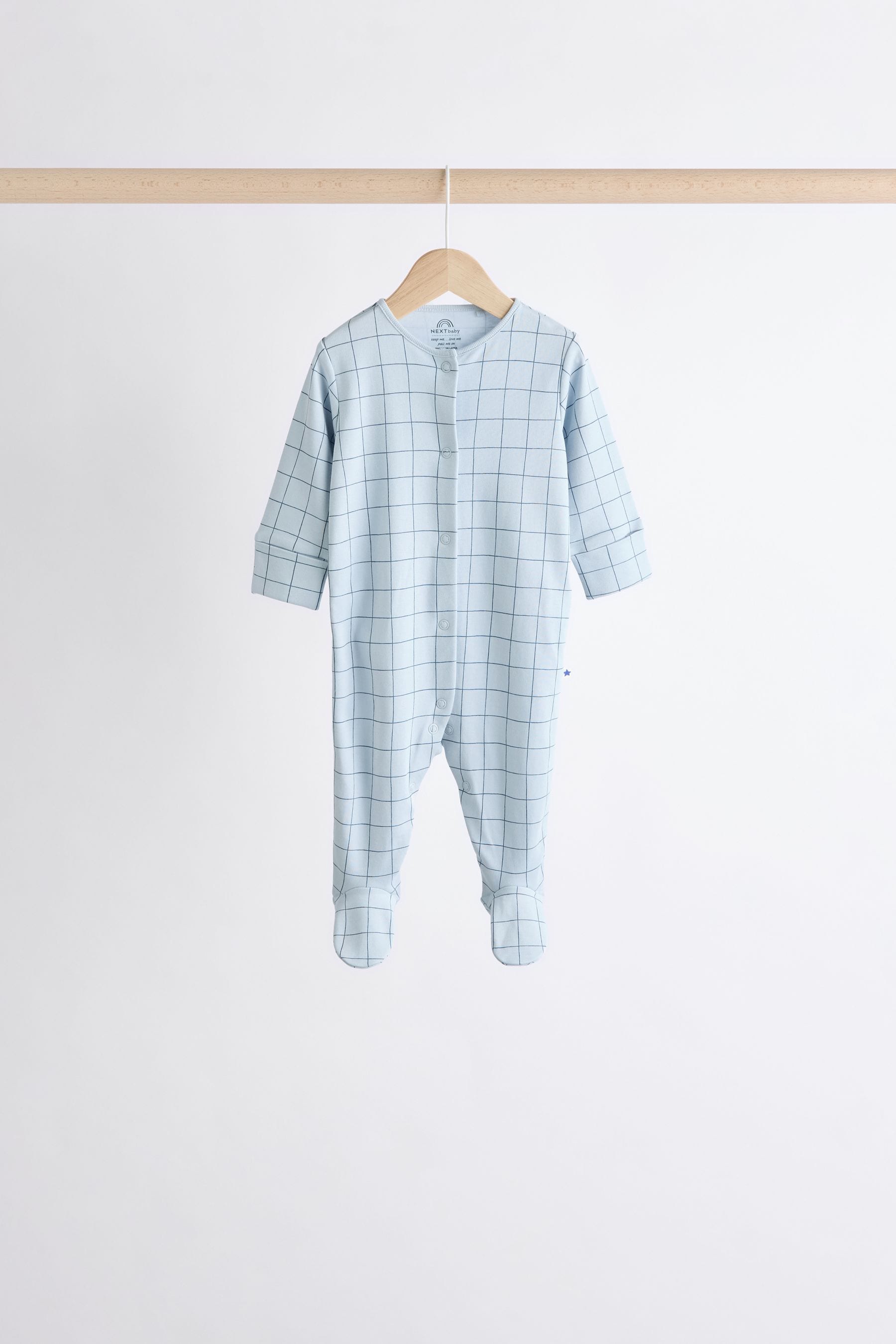 Blue Printed Baby Sleepsuits 7 Pack (0mths-2yrs)