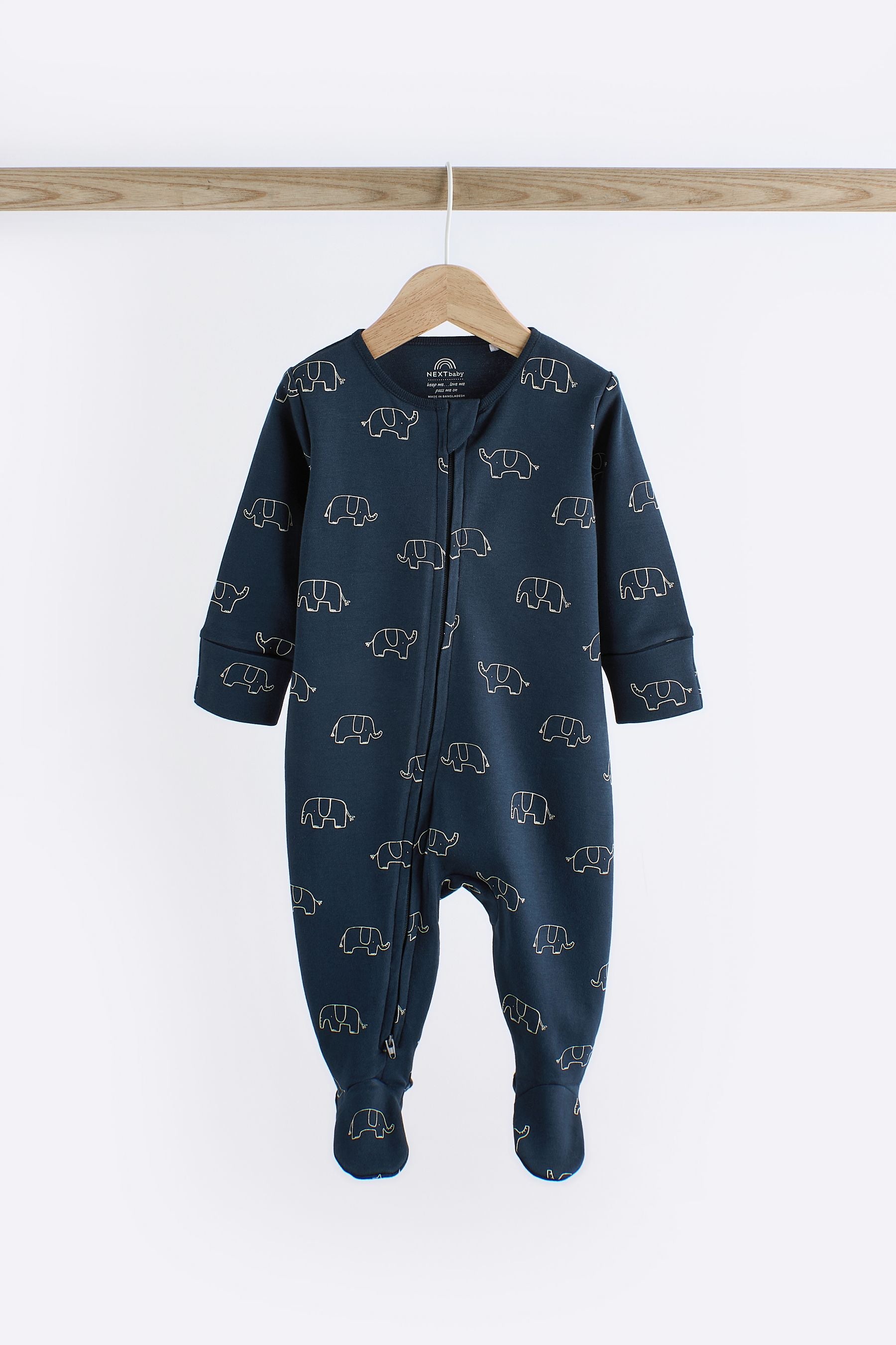 Blue Elephant Baby 2 Way Zip Sleepsuits 3 Pack (0mths-2yrs)