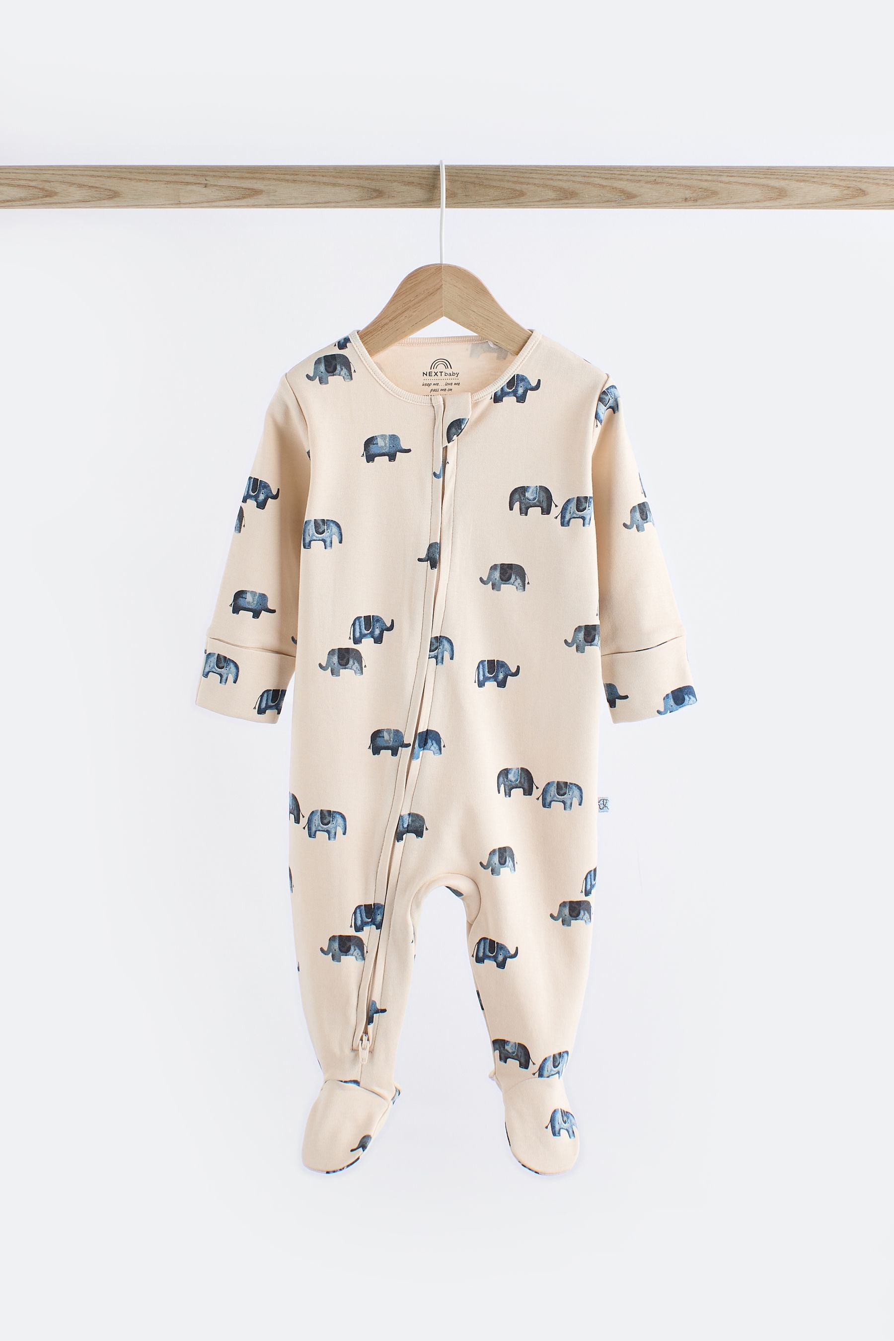 Blue Elephant Baby 2 Way Zip Sleepsuits 3 Pack (0mths-2yrs)