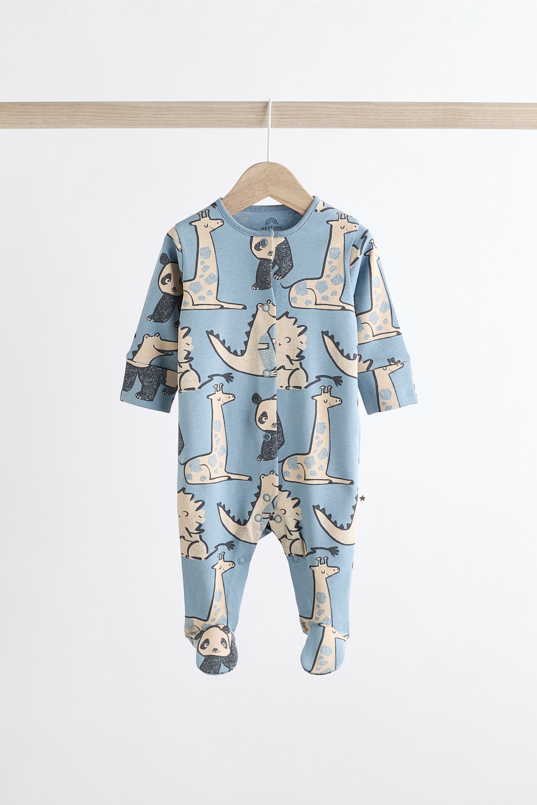 Neutral Animal Baby 100% Cotton Sleepsuits 3 Pack (0mths-3yrs)