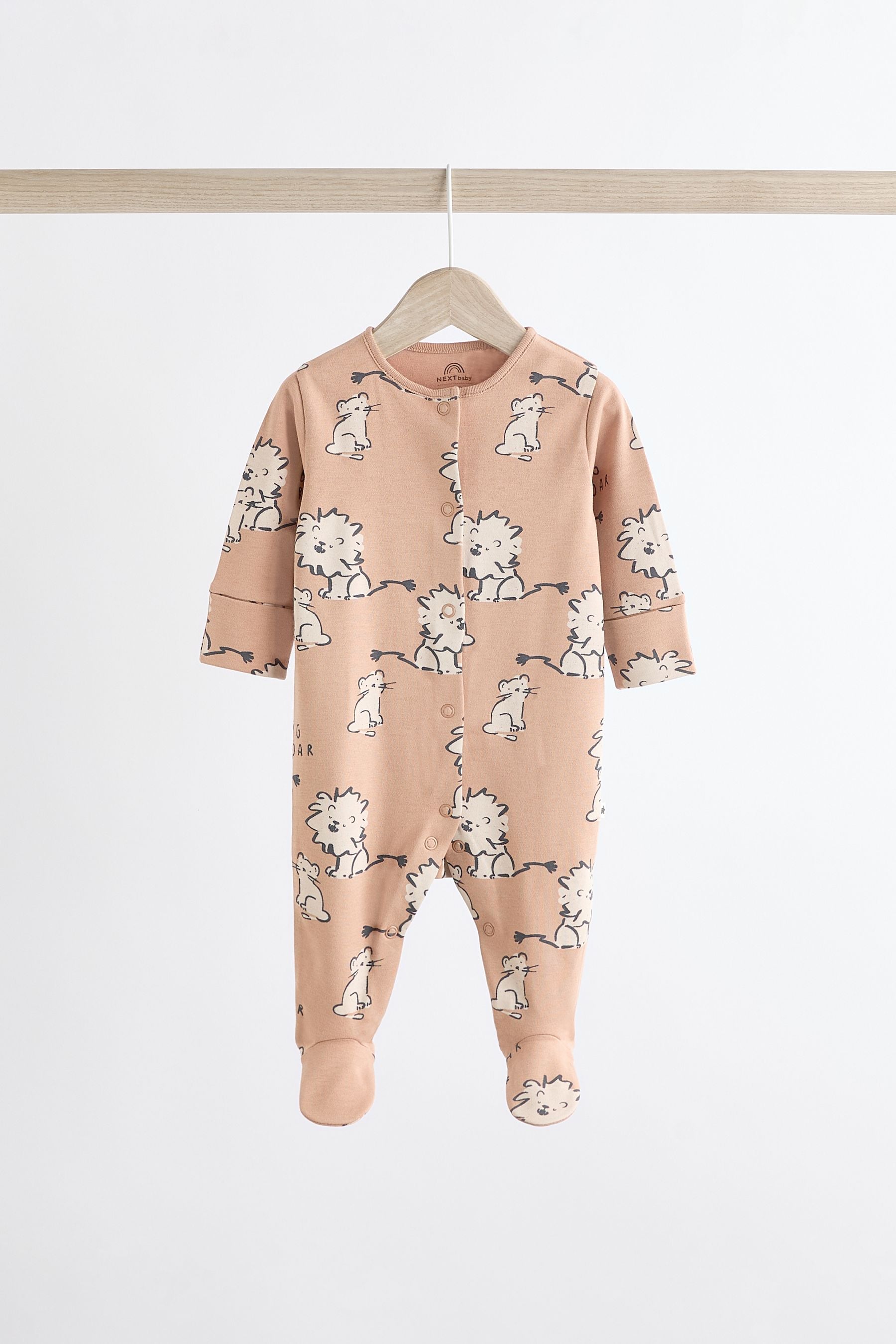 Neutral Animal Baby 100% Cotton Sleepsuits 3 Pack (0mths-3yrs)