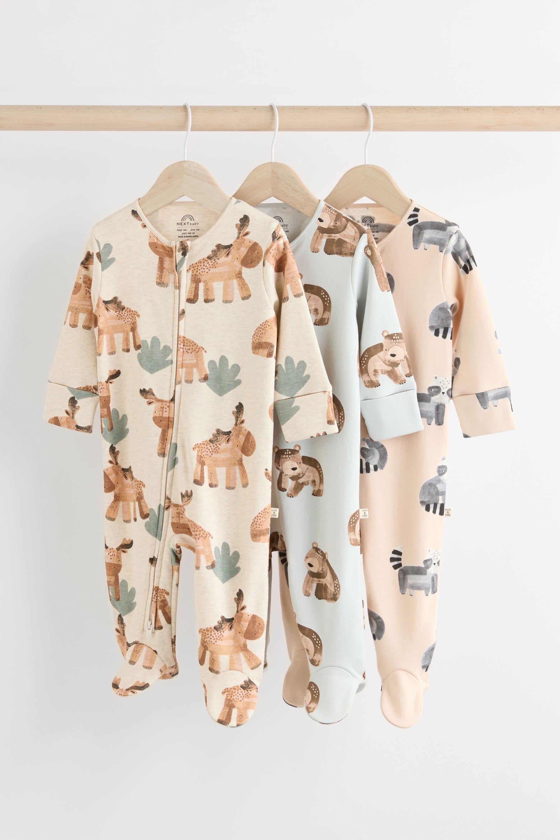 Neutral Baby Sleepsuits 3 Pack (0mths-2yrs)