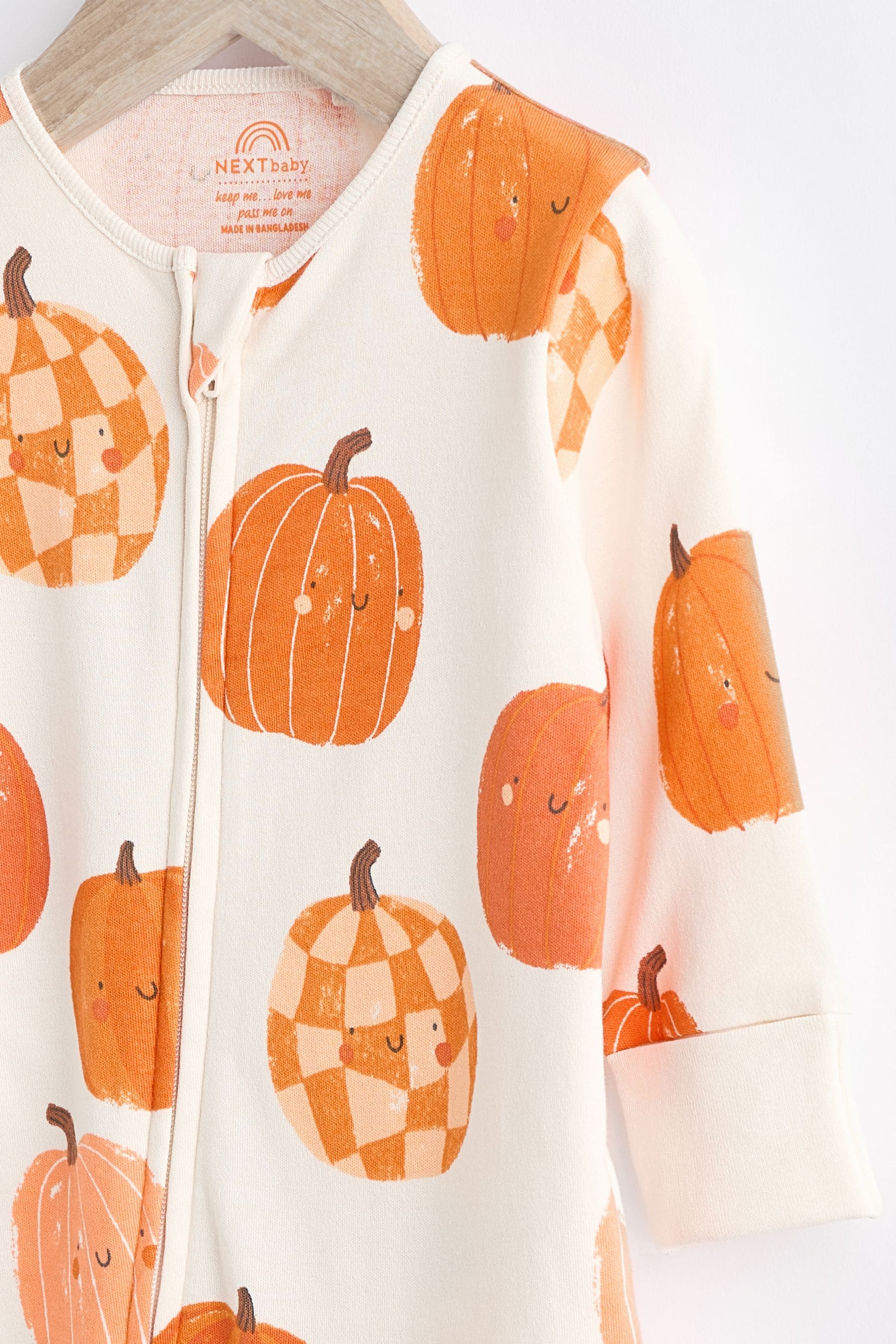 Orange Pumpkin Halloween 100% Cotton Baby Sleepsuit (0-3yrs)