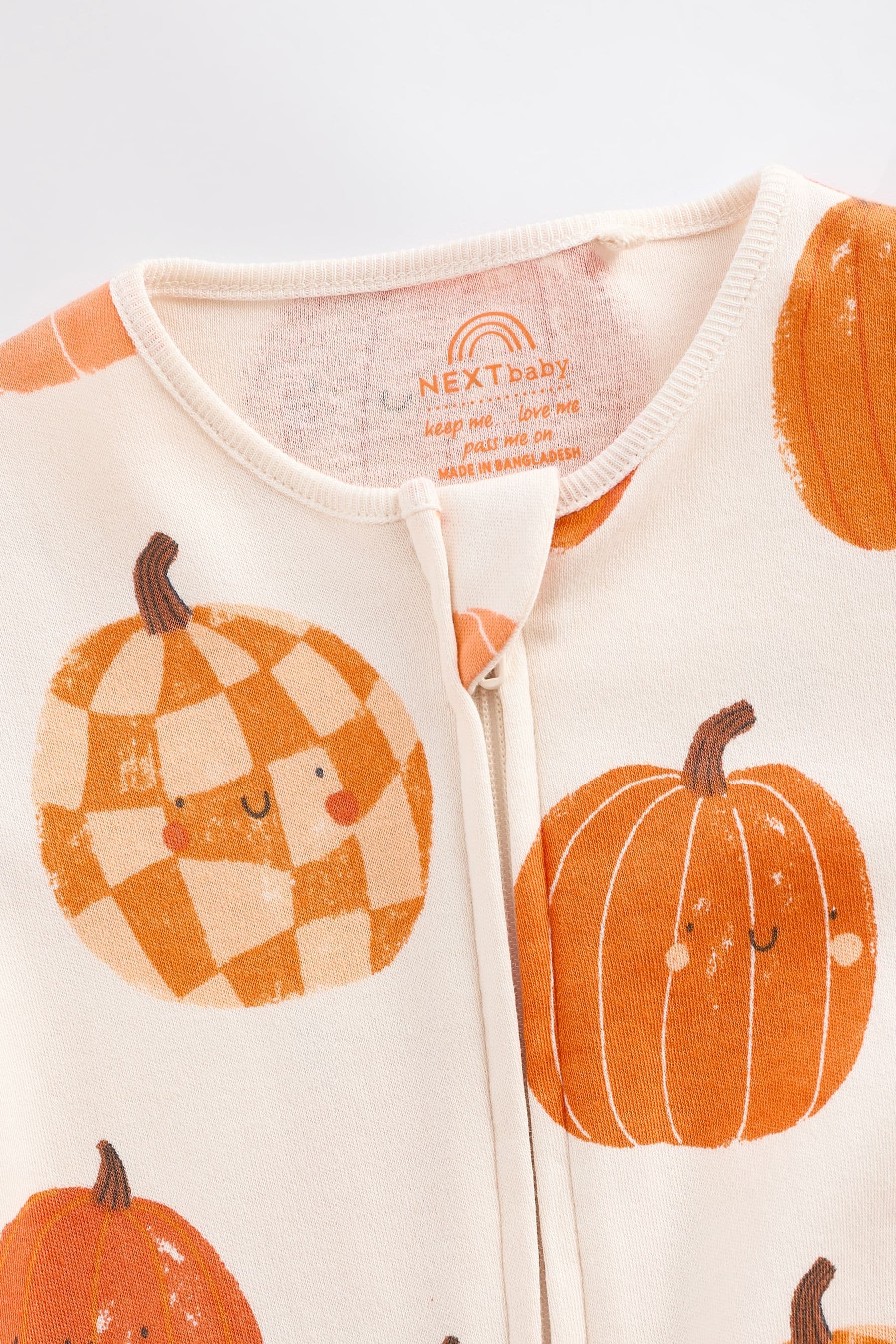 Orange Pumpkin Halloween 100% Cotton Baby Sleepsuit (0-3yrs)