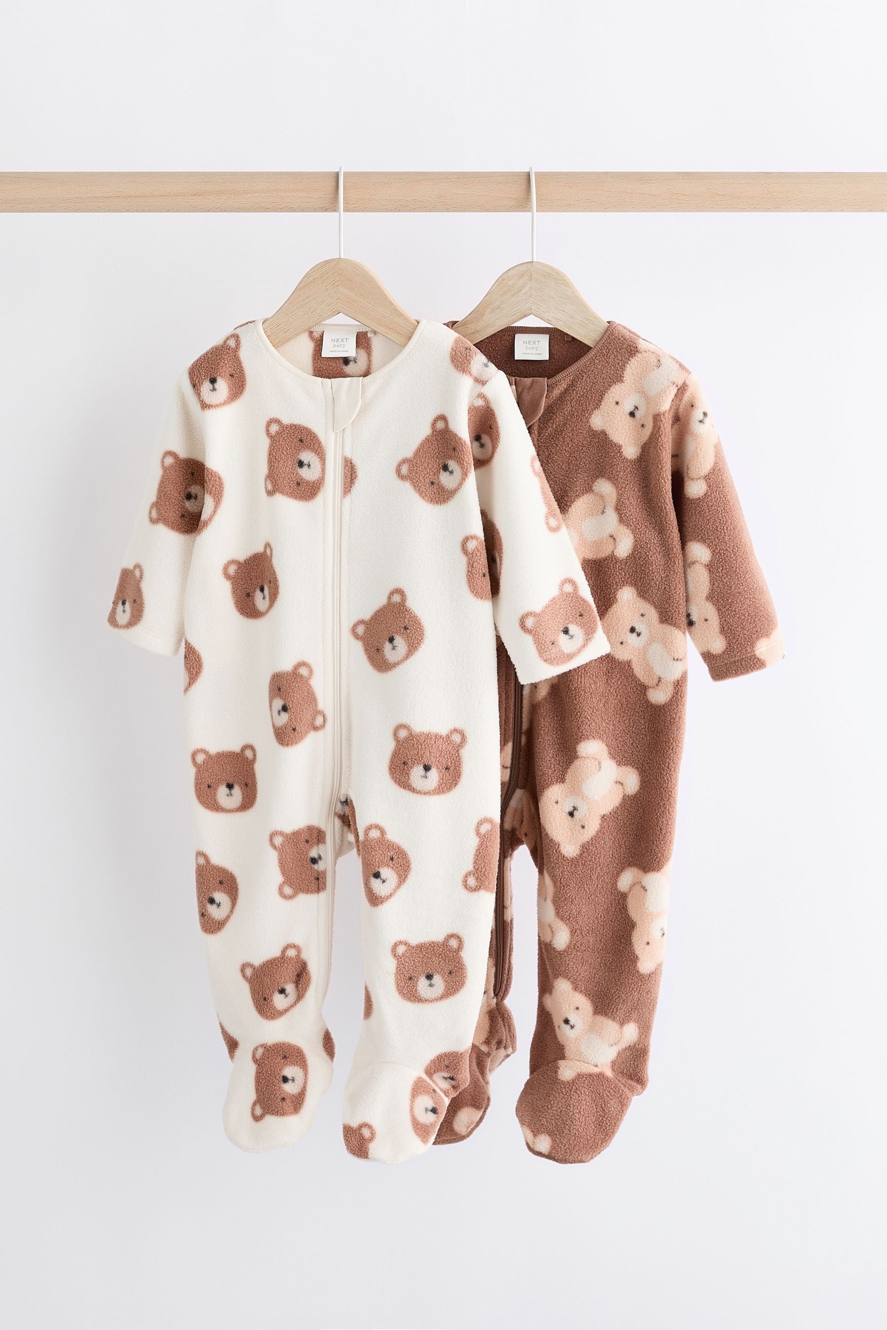 Neutral Baby Micro Fleece Sleepsuits 2 Pack