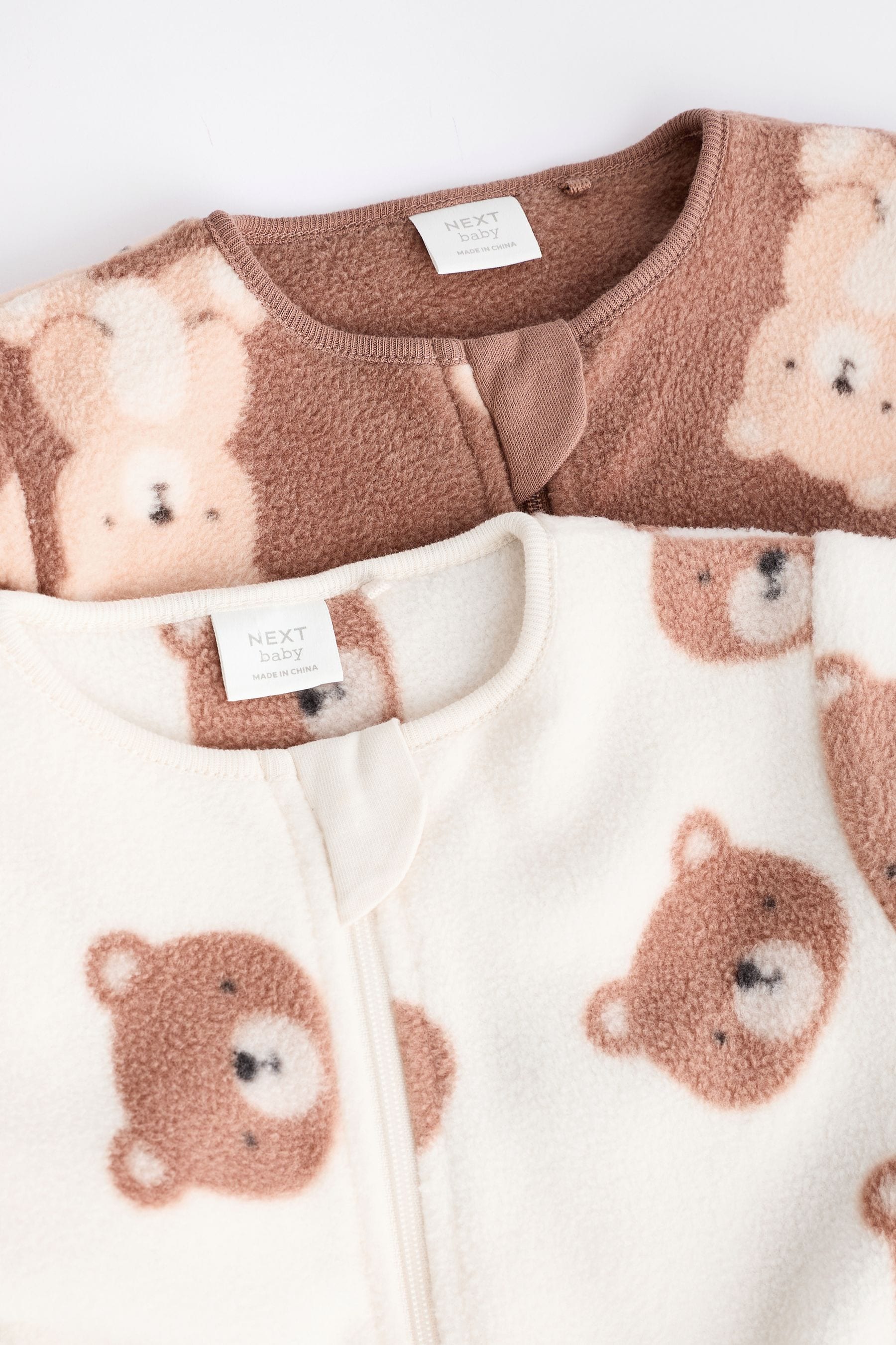 Neutral Baby Micro Fleece Sleepsuits 2 Pack