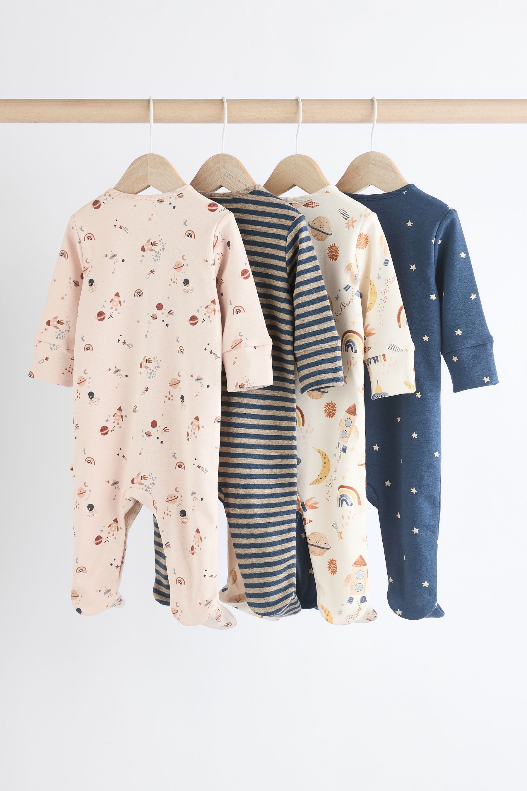 Neutral Space Baby Sleepsuits 4 Pack (0mths-2yrs)