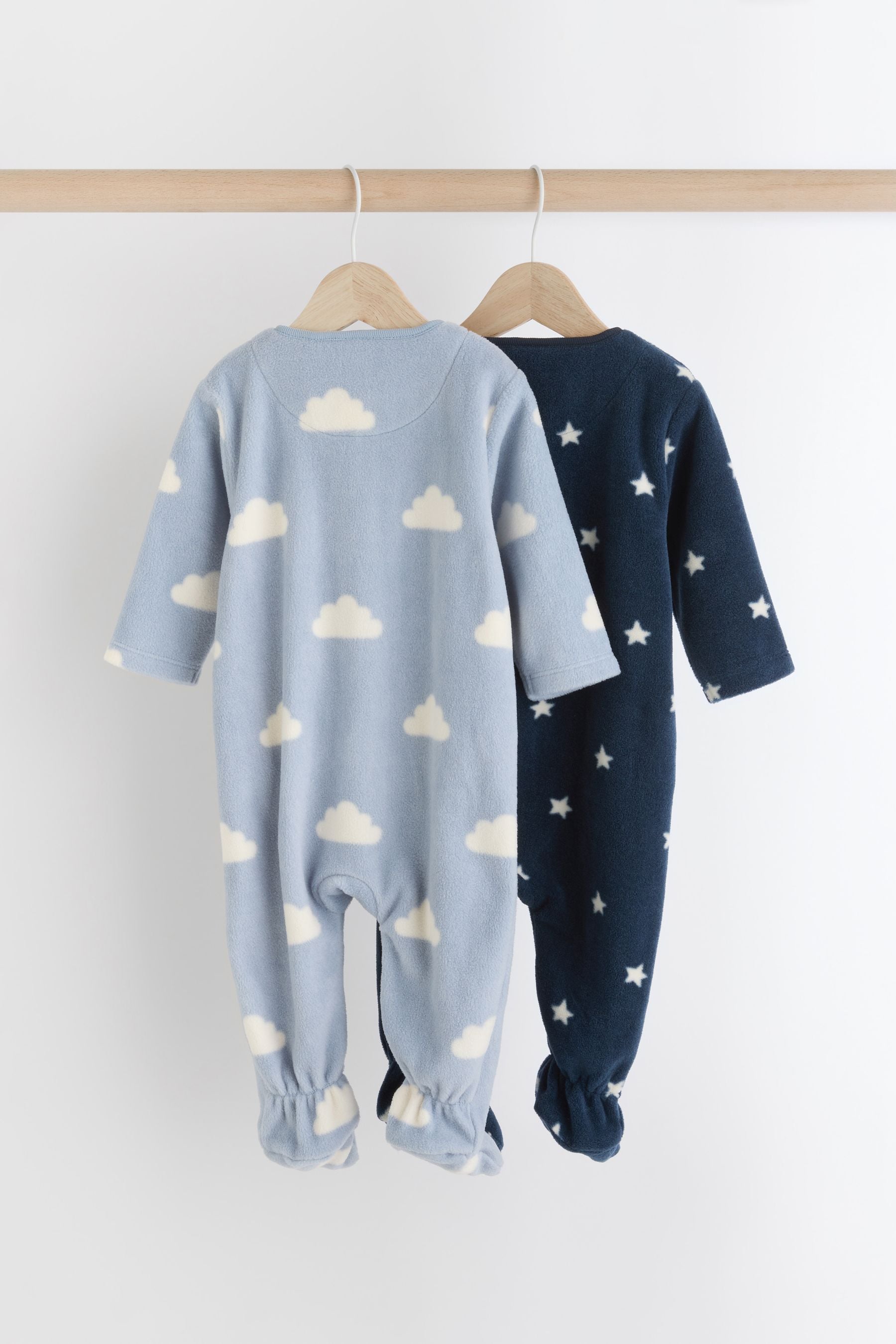 Blue Star/Cloud Fleece Sleepsuits 2 Pack