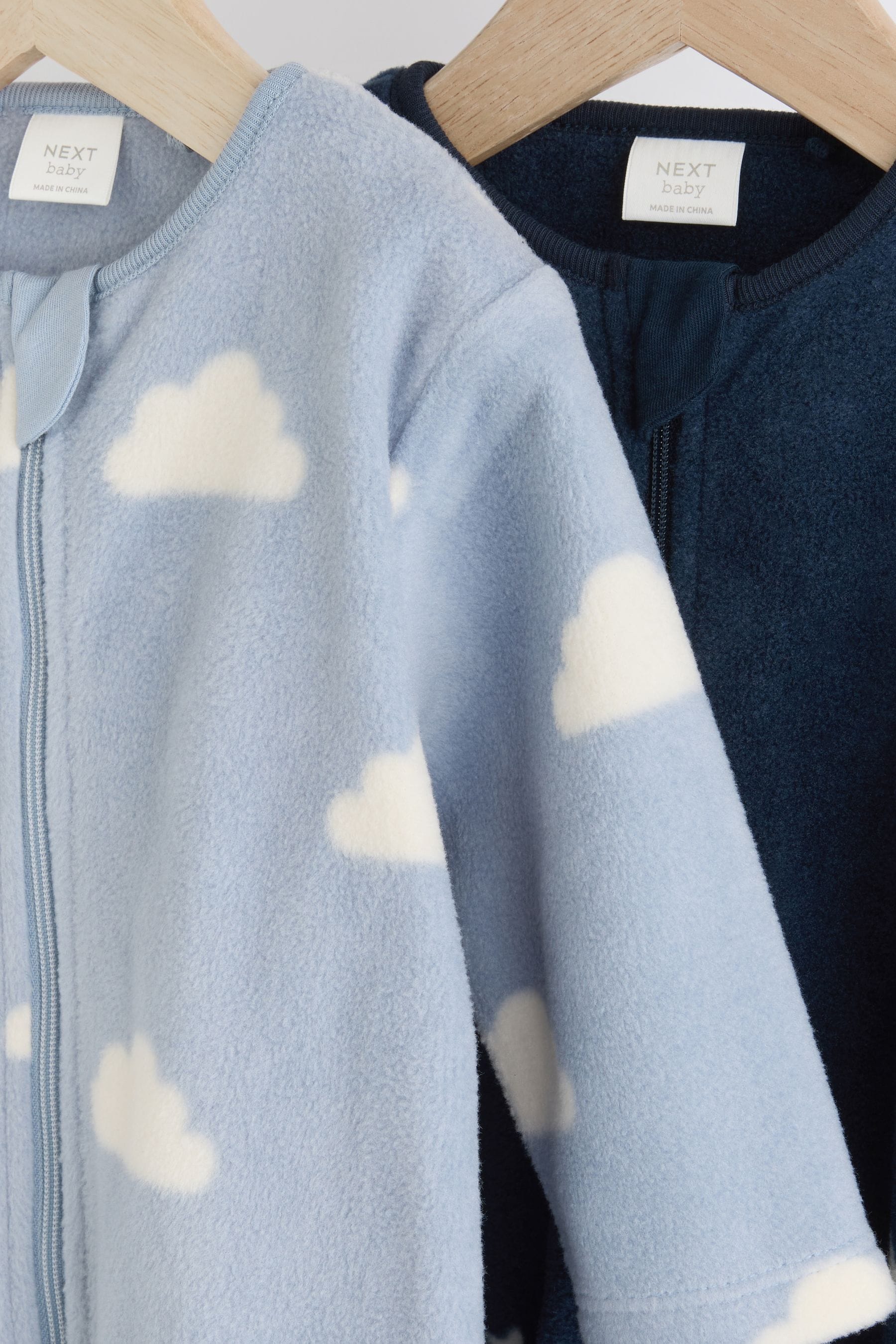 Blue Star/Cloud Fleece Sleepsuits 2 Pack