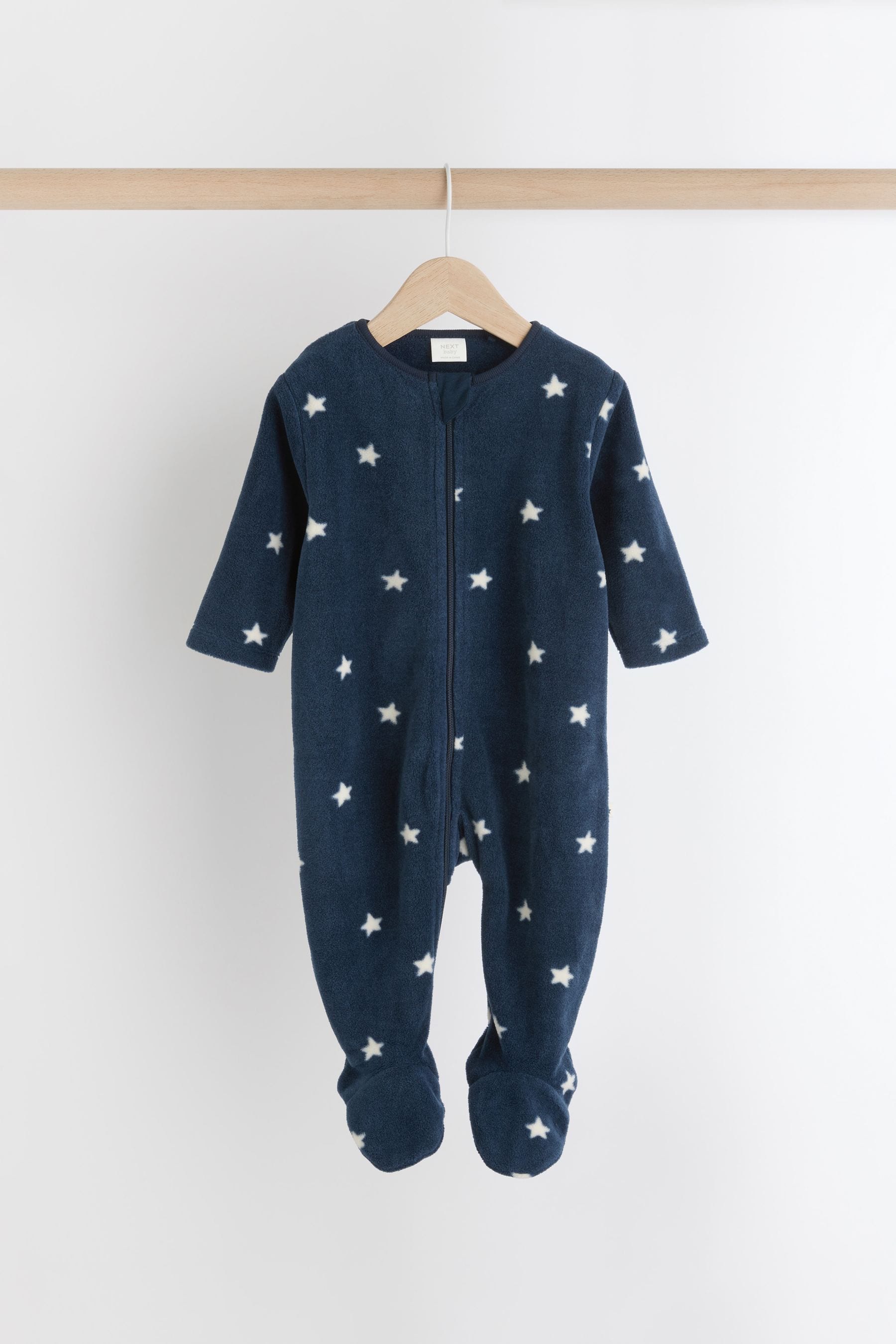 Blue Star/Cloud Fleece Sleepsuits 2 Pack