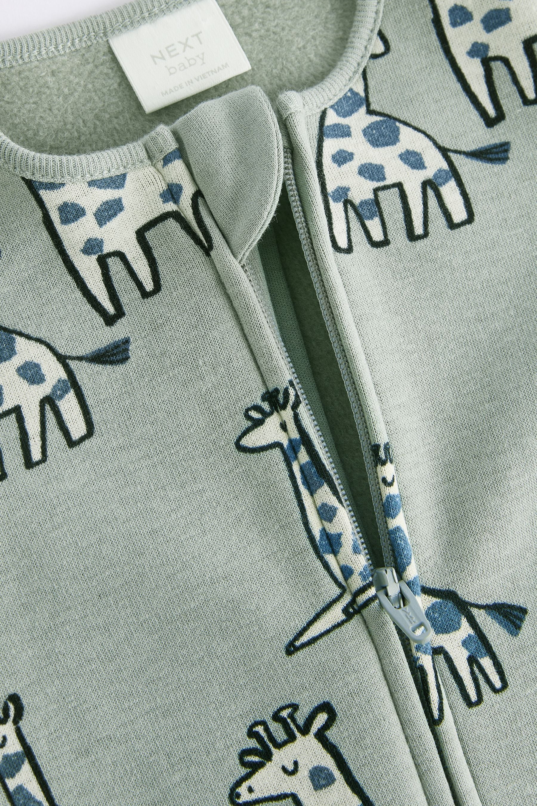 Green Giraffe Fleece Lined Sleepsuit