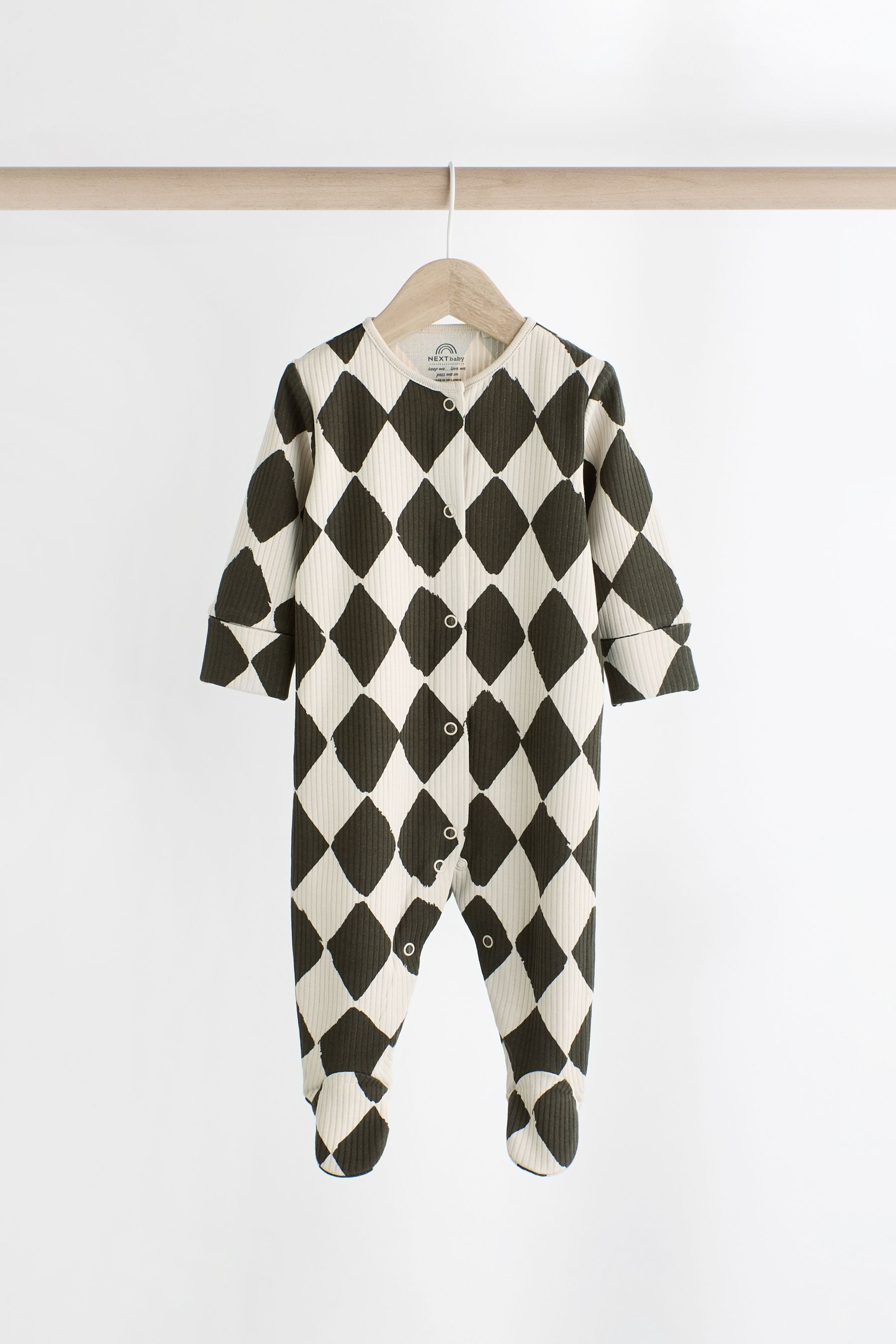 Black and Cream Baby Sleepsuit 3 Pack (0mths-2yrs)