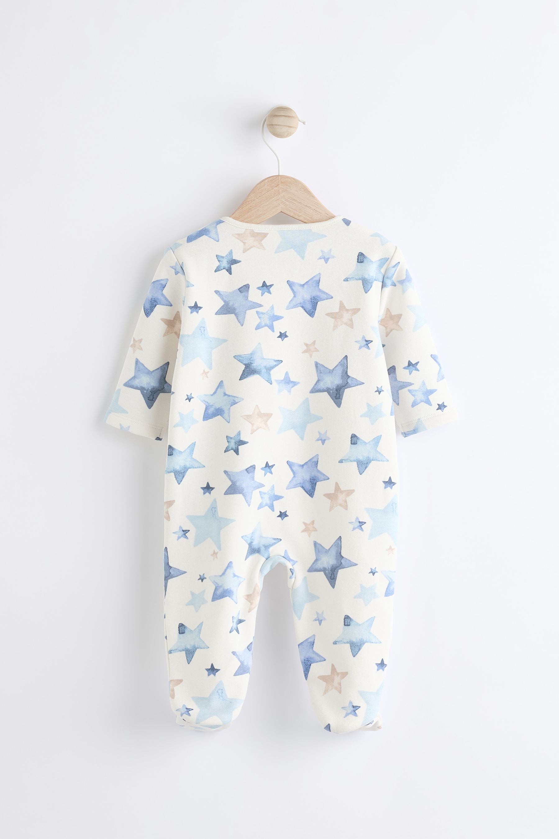 Blue/Cream Star Fleece Lined Sleepsuit