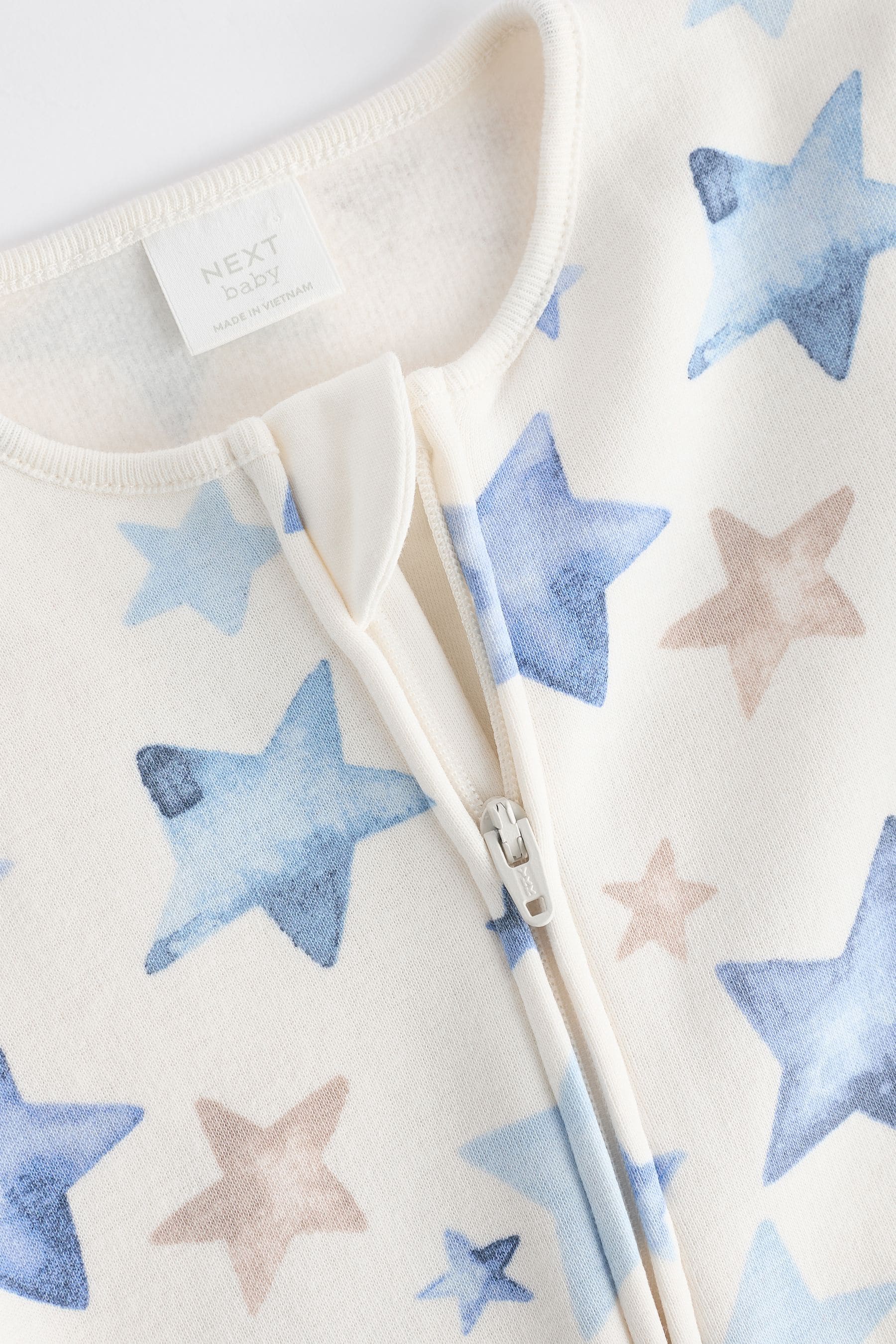 Blue/Cream Star Fleece Lined Sleepsuit