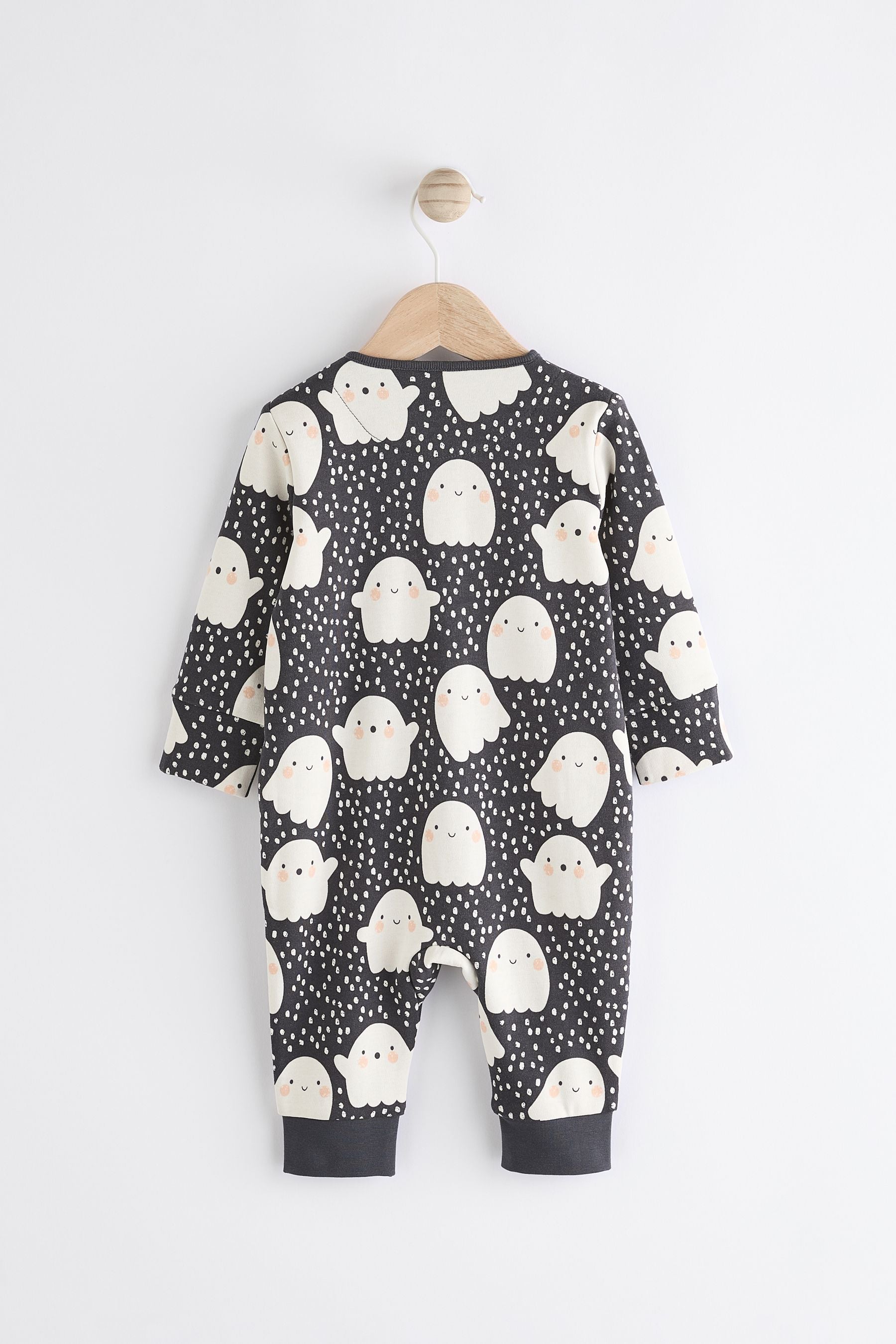 Black Halloween Two Way Zip Baby Sleepsuit (0-3yrs)