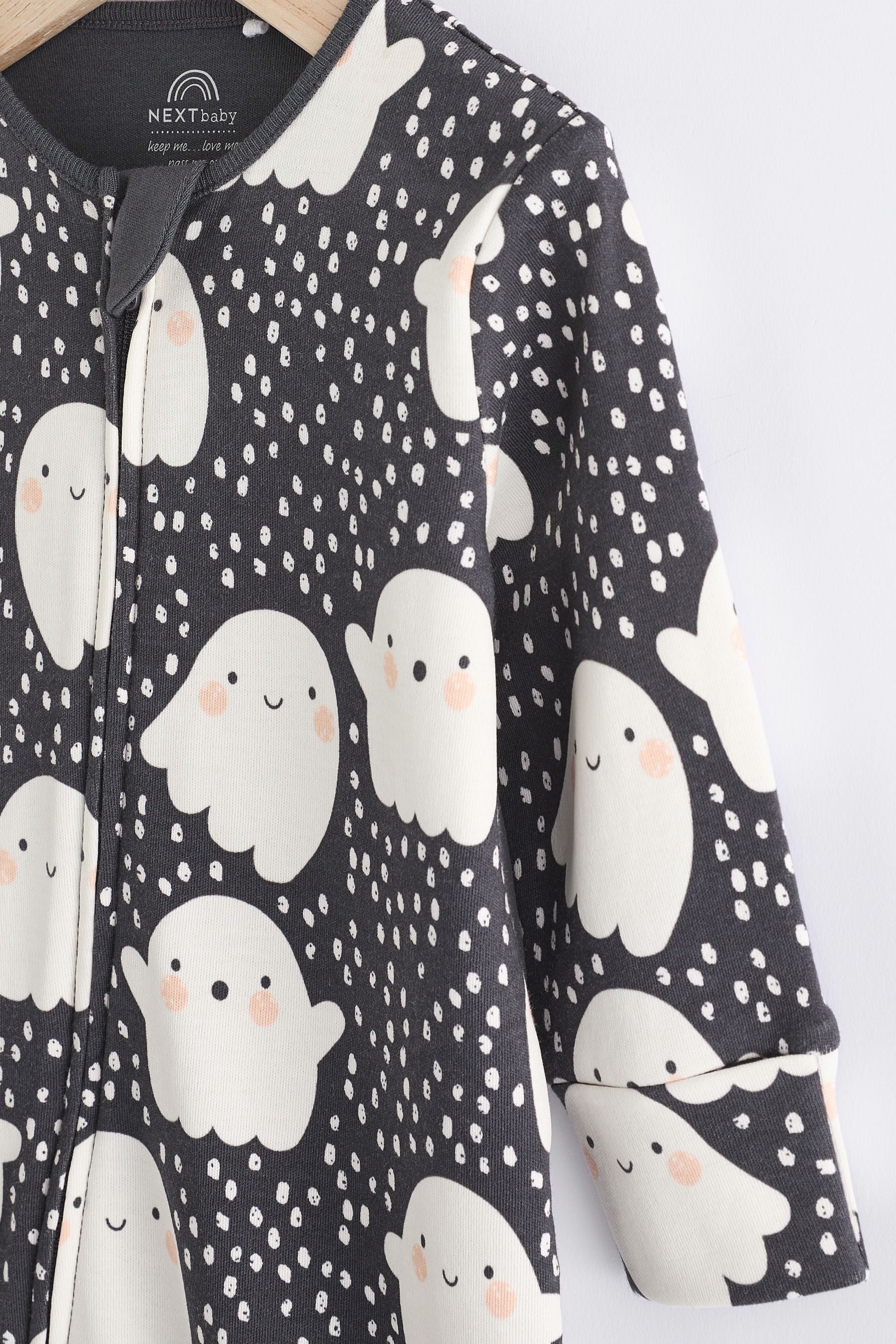 Black Ghost Halloween 100% Cotton Baby Sleepsuit (0-3yrs)