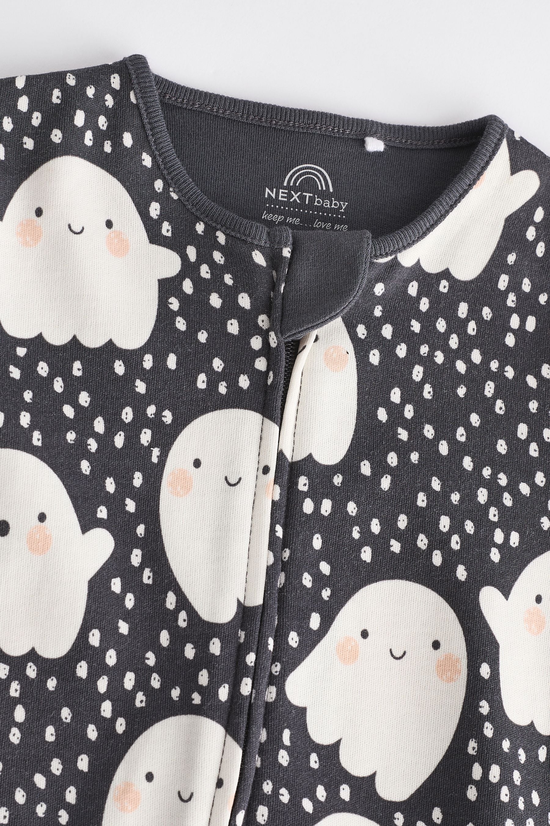 Black Ghost Halloween 100% Cotton Baby Sleepsuit (0-3yrs)