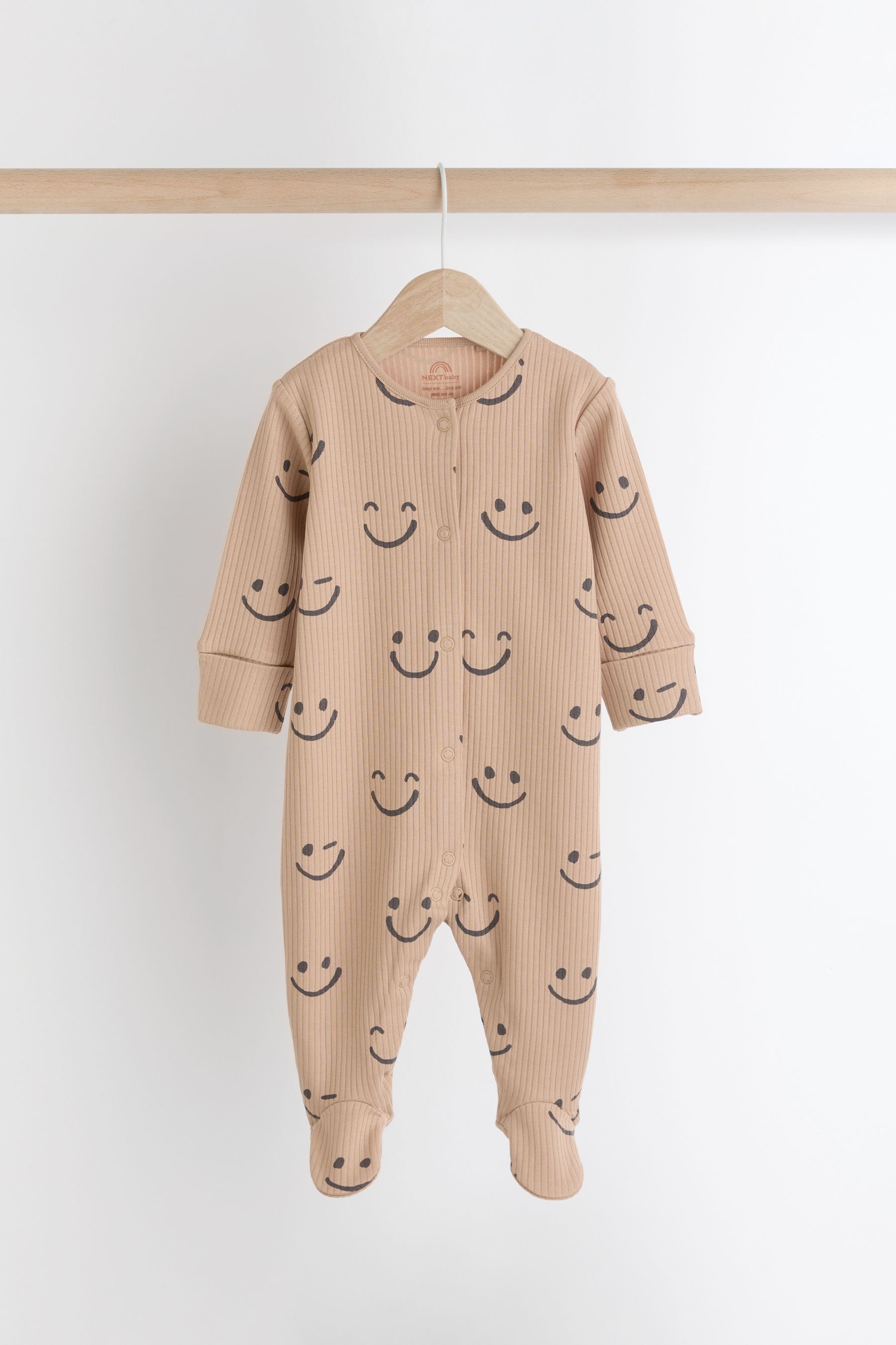 Brown Baby 100% Cotton Sleepsuits 3 Pack (0mths-2yrs)