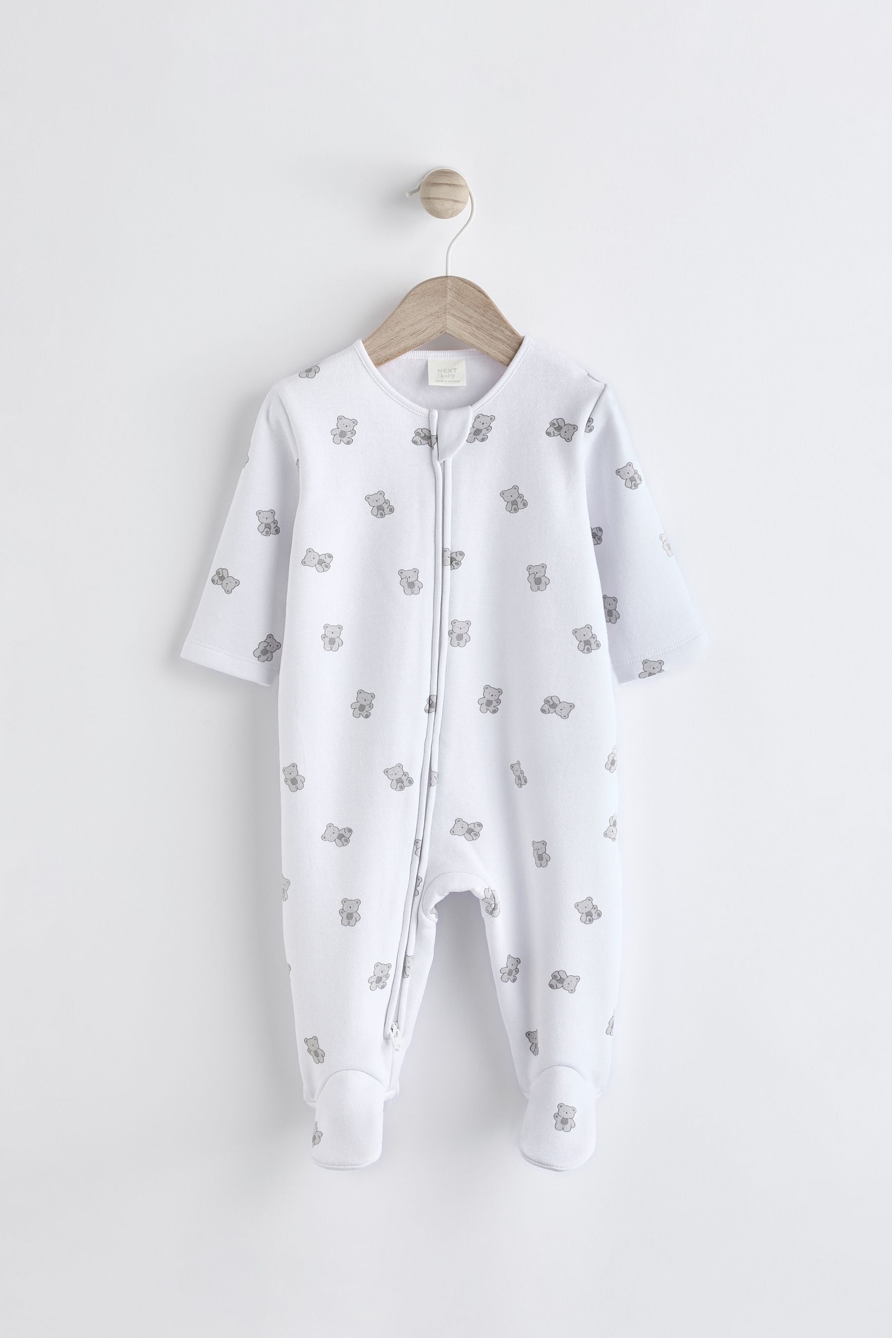 White Ground Fleeced Lined 2 way Zip Sleepsuit