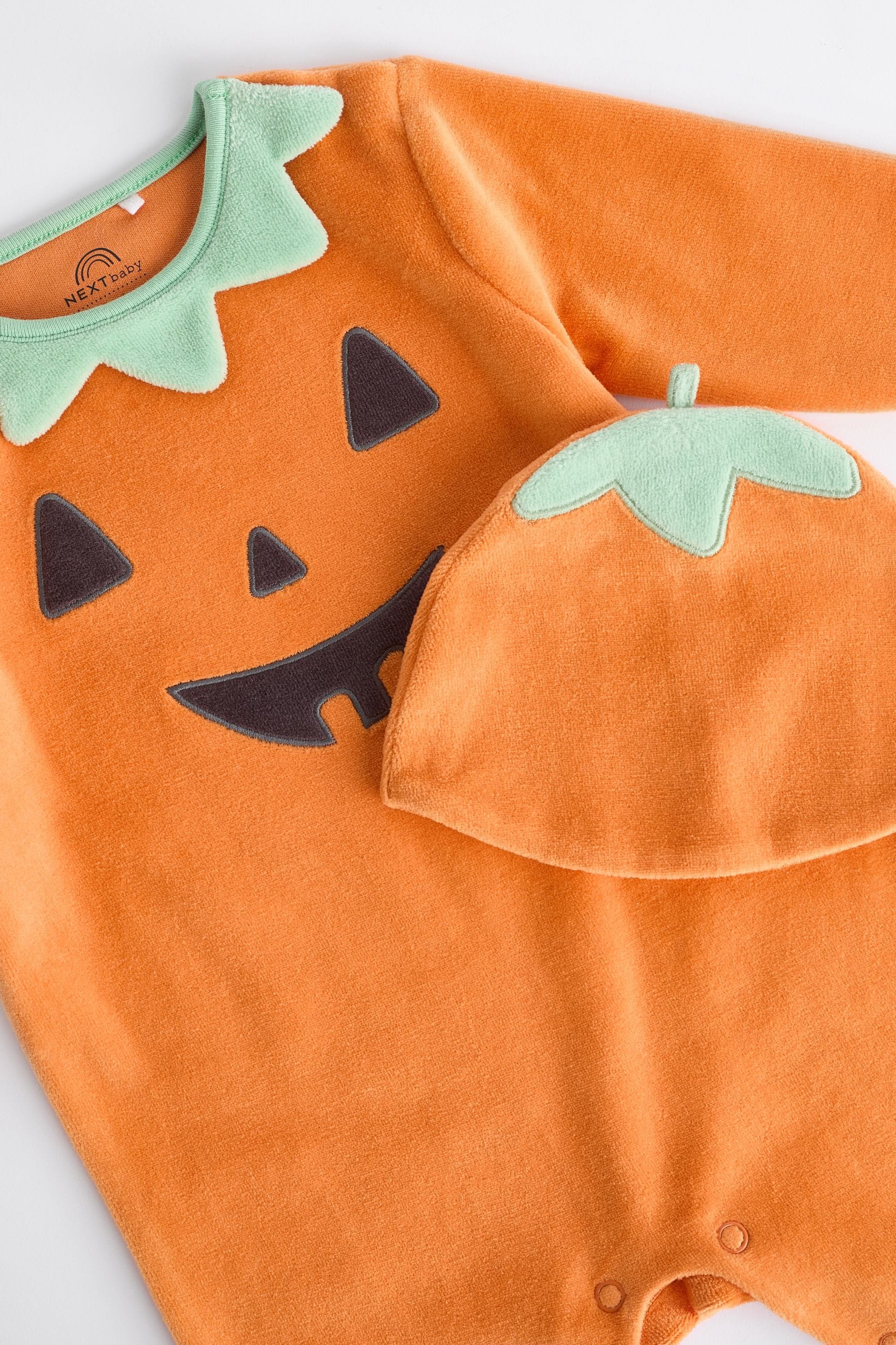 Orange Baby Halloween Velour Sleepsuit and Hat Set (0mths-3yrs)