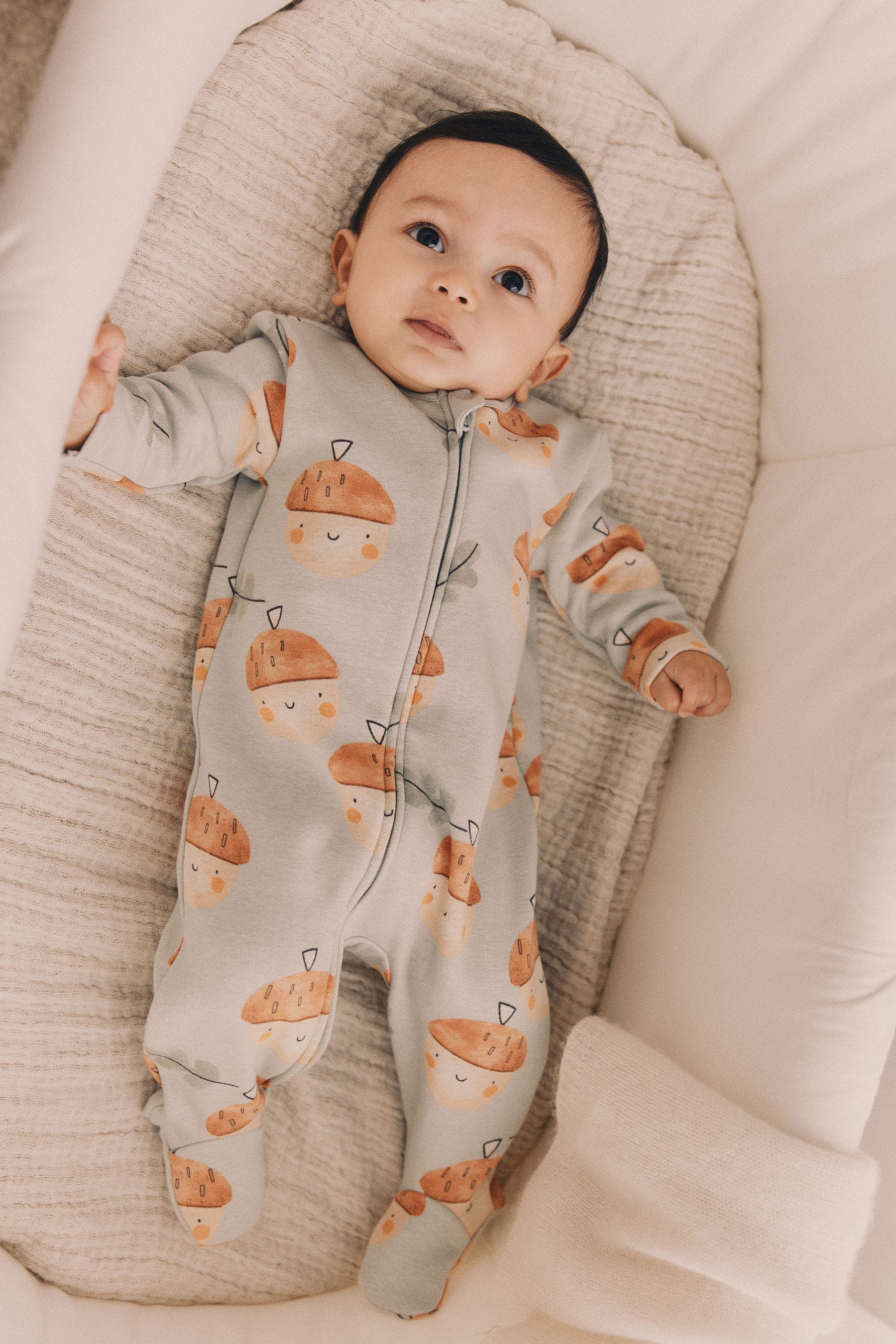 Green Fleeced Lined 2 way Zip Sleepsuit