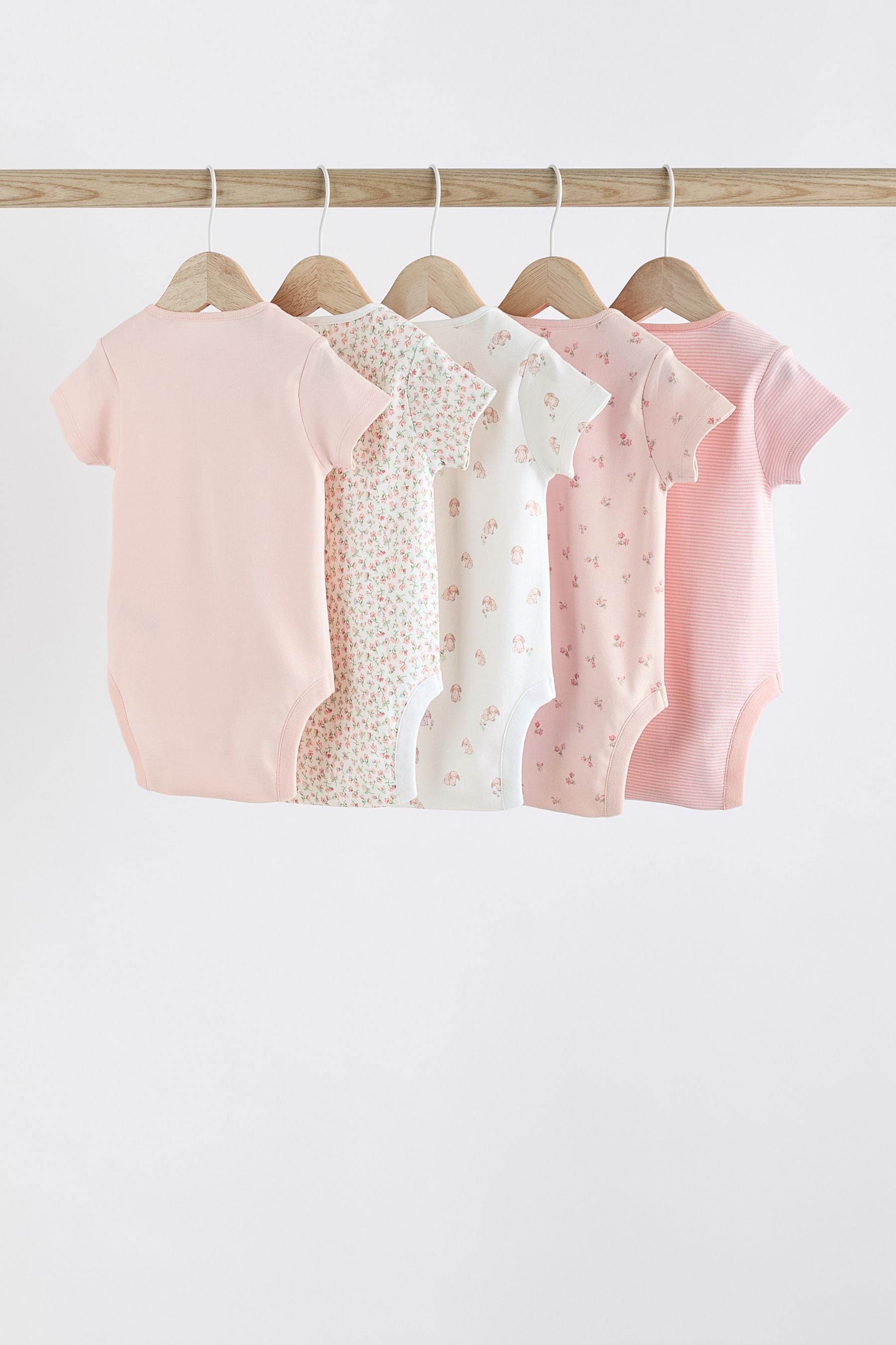 Pink Bunny 5 Pack Short Sleeve Bodysuits