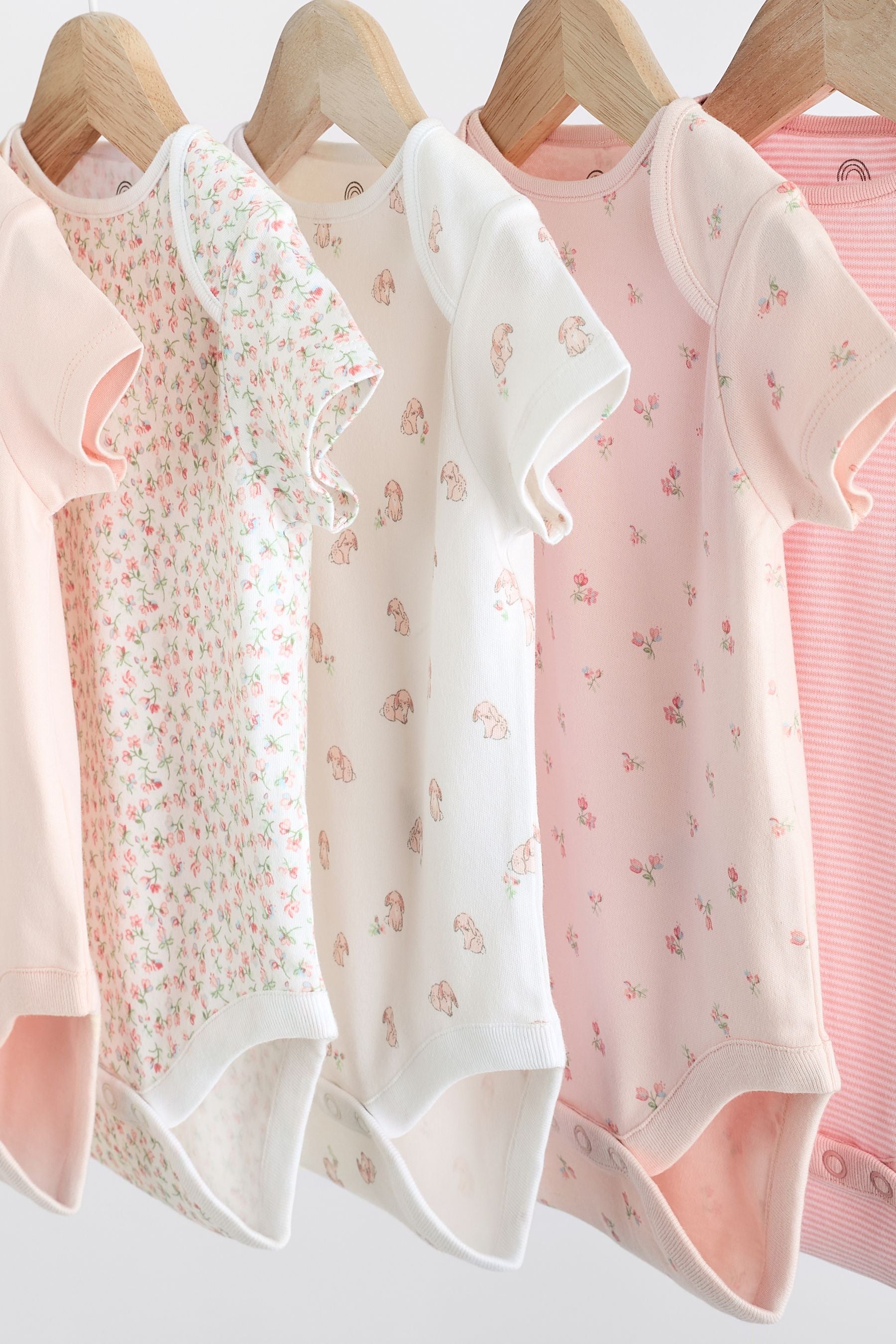 Pink Bunny 5 Pack Short Sleeve Bodysuits