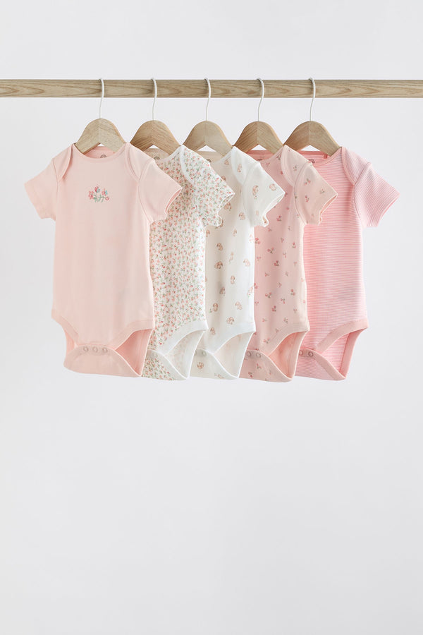 Pink Bunny 5 Pack Short Sleeve Bodysuits