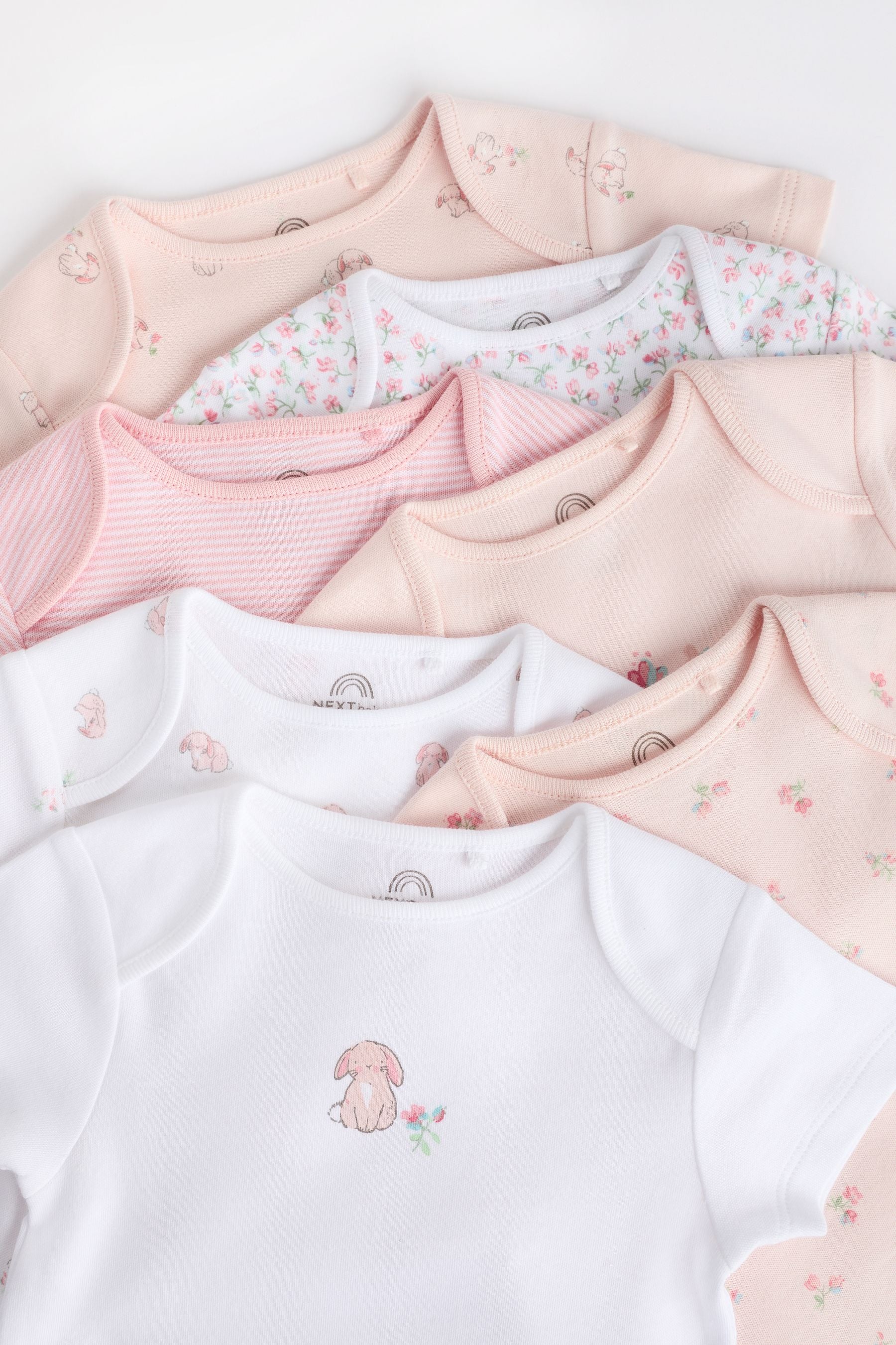 Pink Bunny 7 Pack Short Sleeve Bodysuits