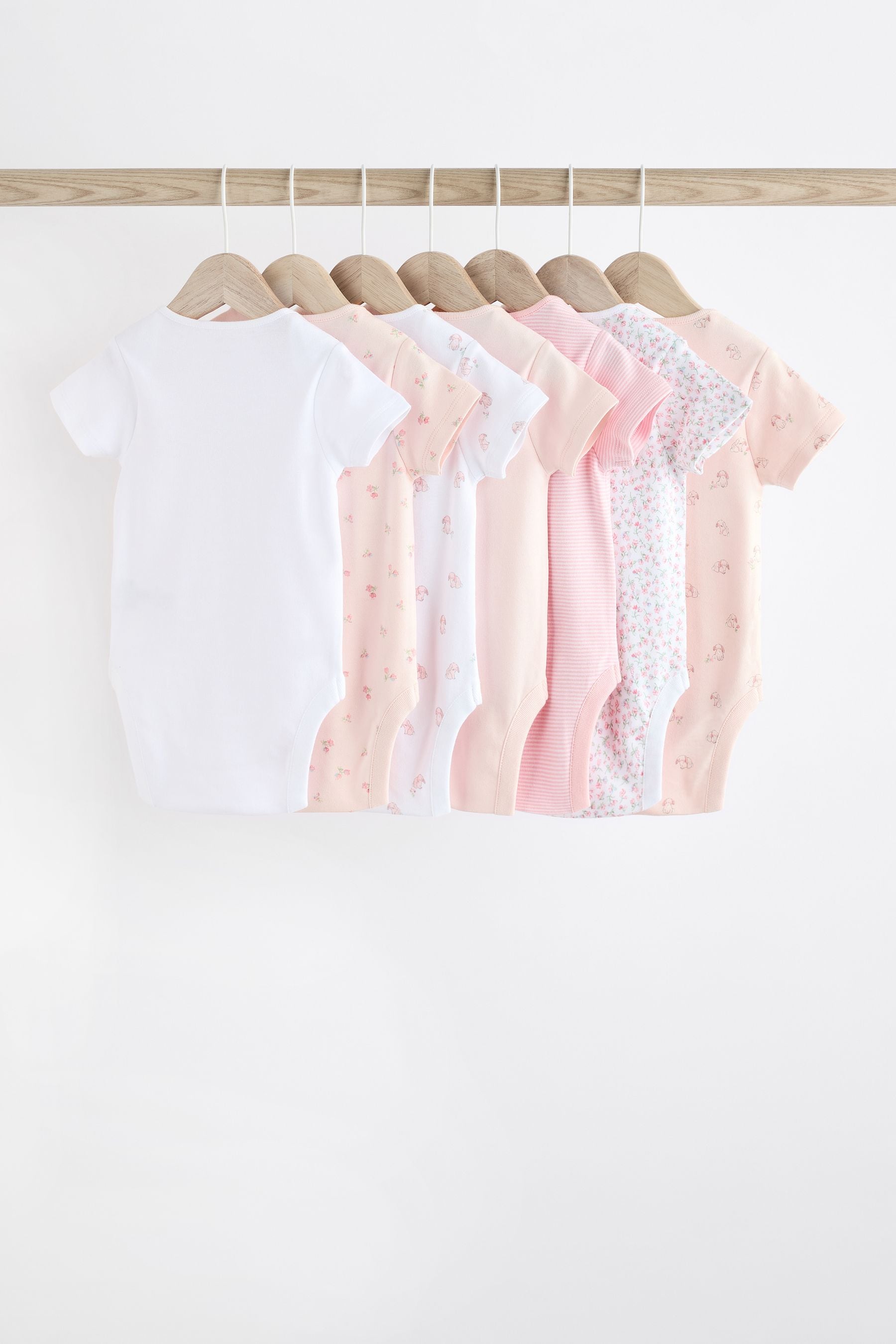 Pink Bunny 7 Pack Short Sleeve Bodysuits