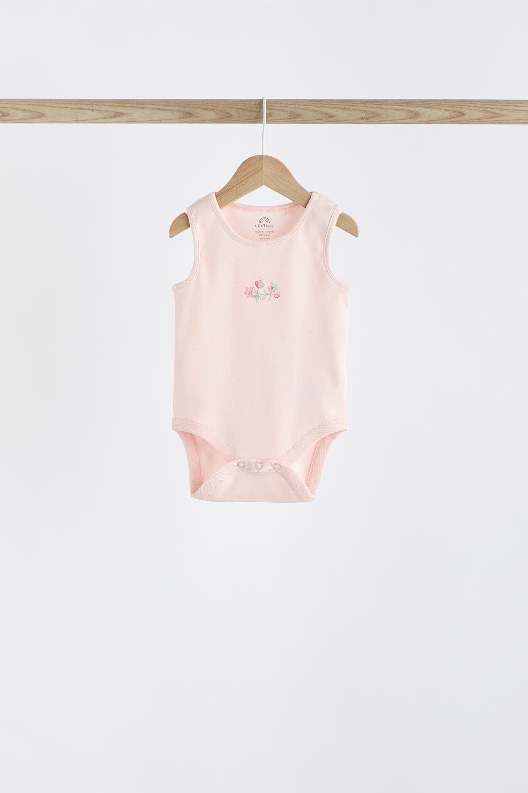 Pink Bunny Baby 100% Cotton Vests 5 Pack