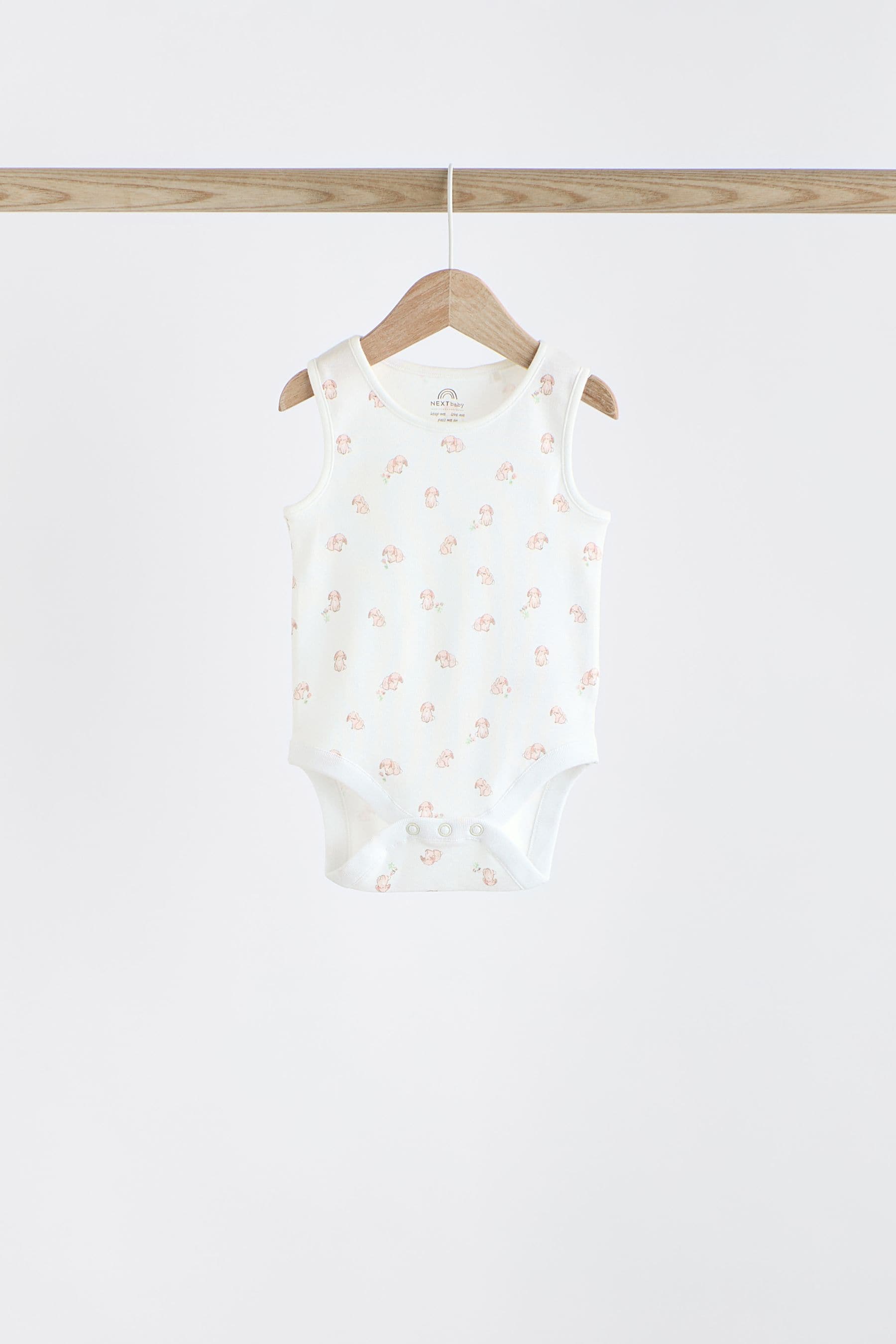 Pink Bunny Baby 100% Cotton Vests 5 Pack