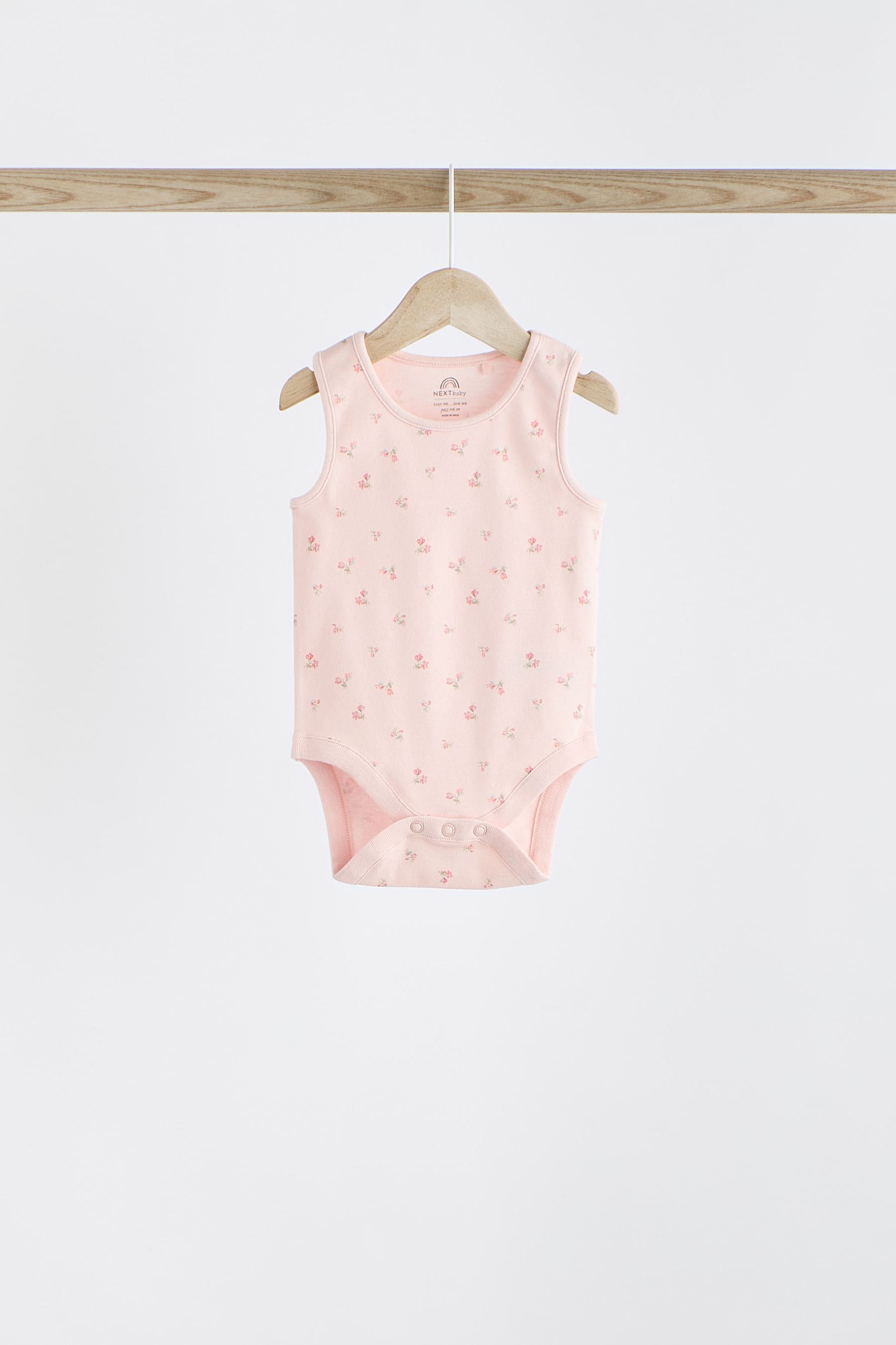 Pink Bunny Baby 100% Cotton Vests 5 Pack