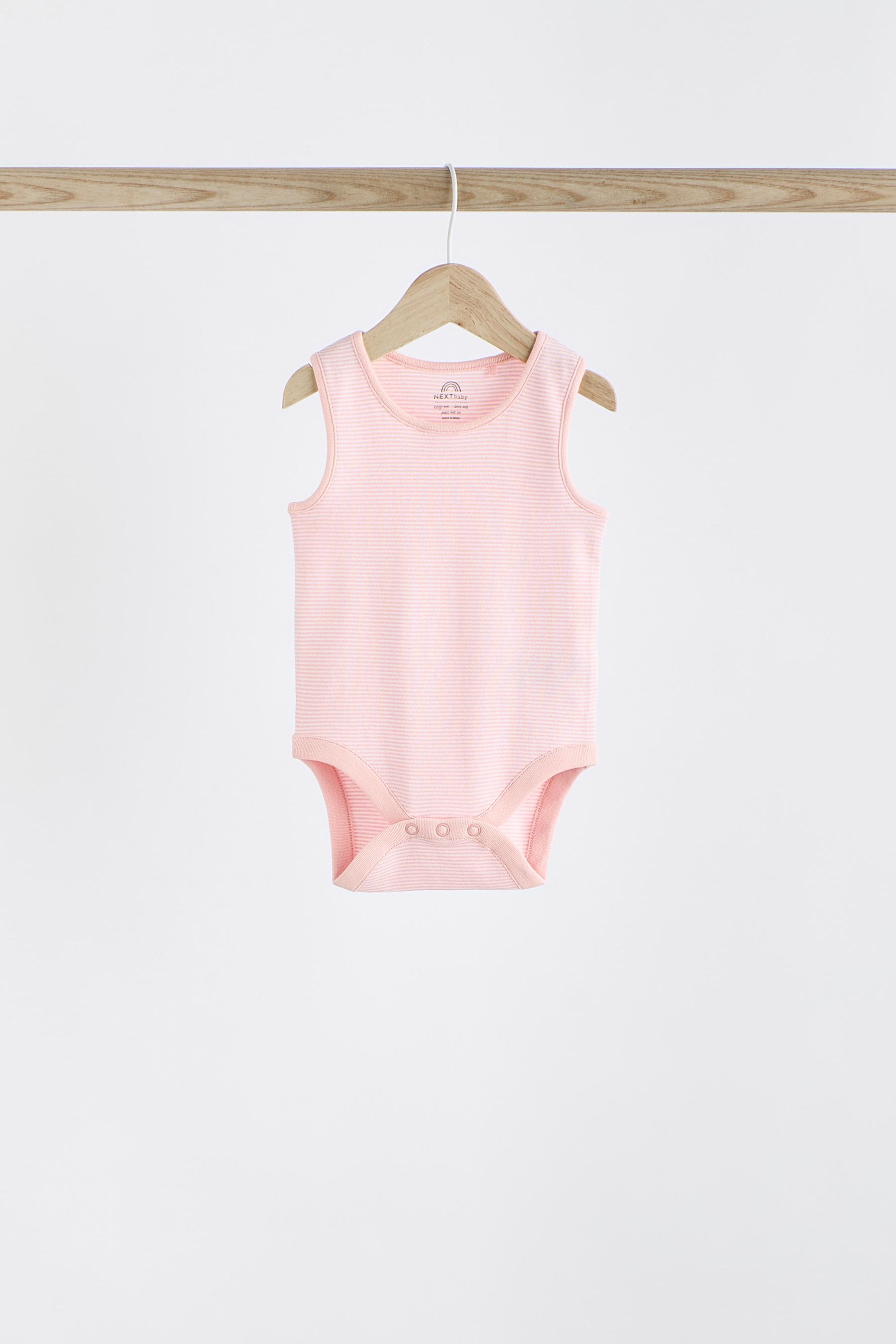 Pink Bunny Baby 100% Cotton Vests 5 Pack