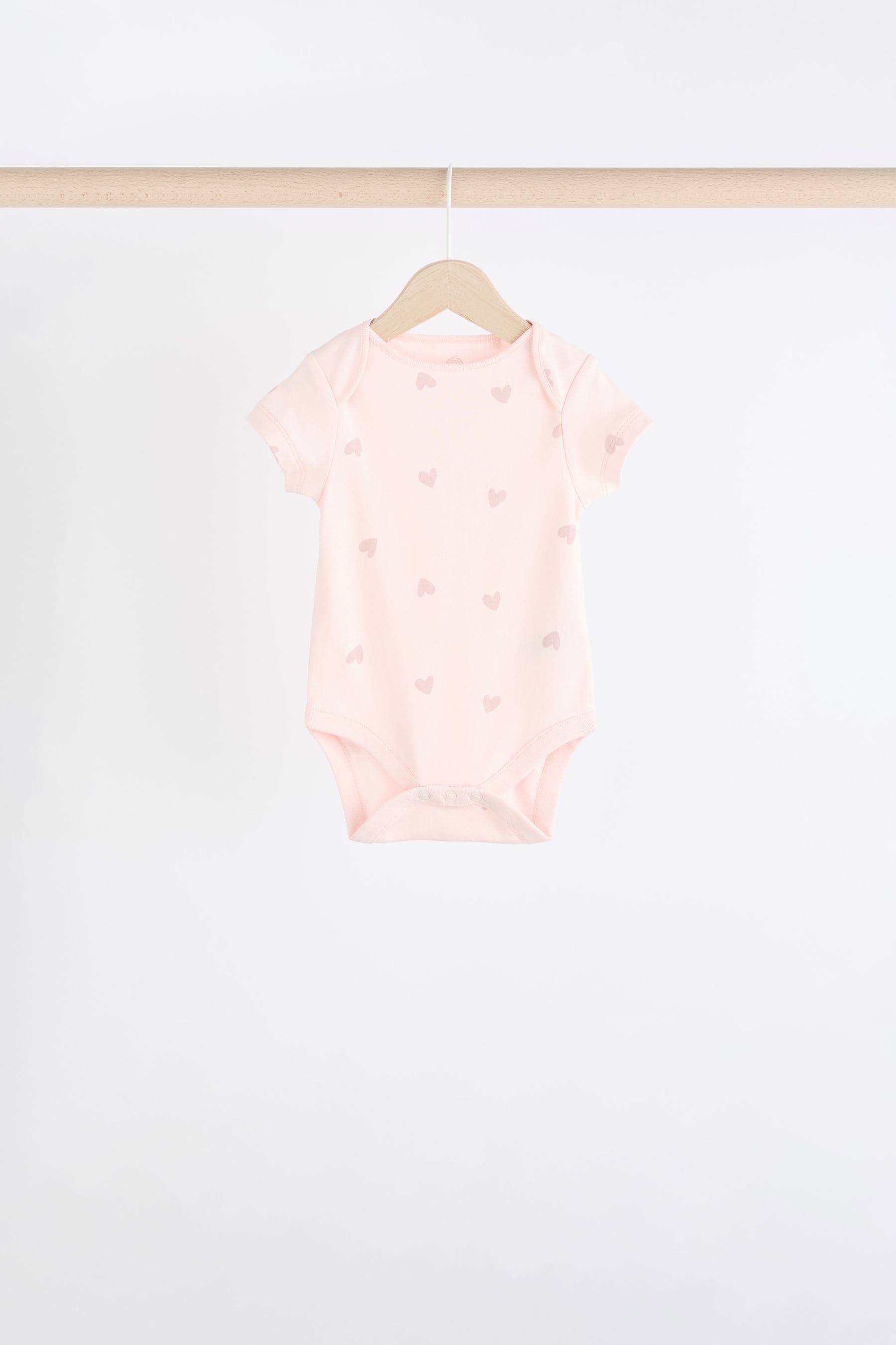 Brown & Pink Baby Short Sleeve 100% Cotton Bodysuits 5 Pack