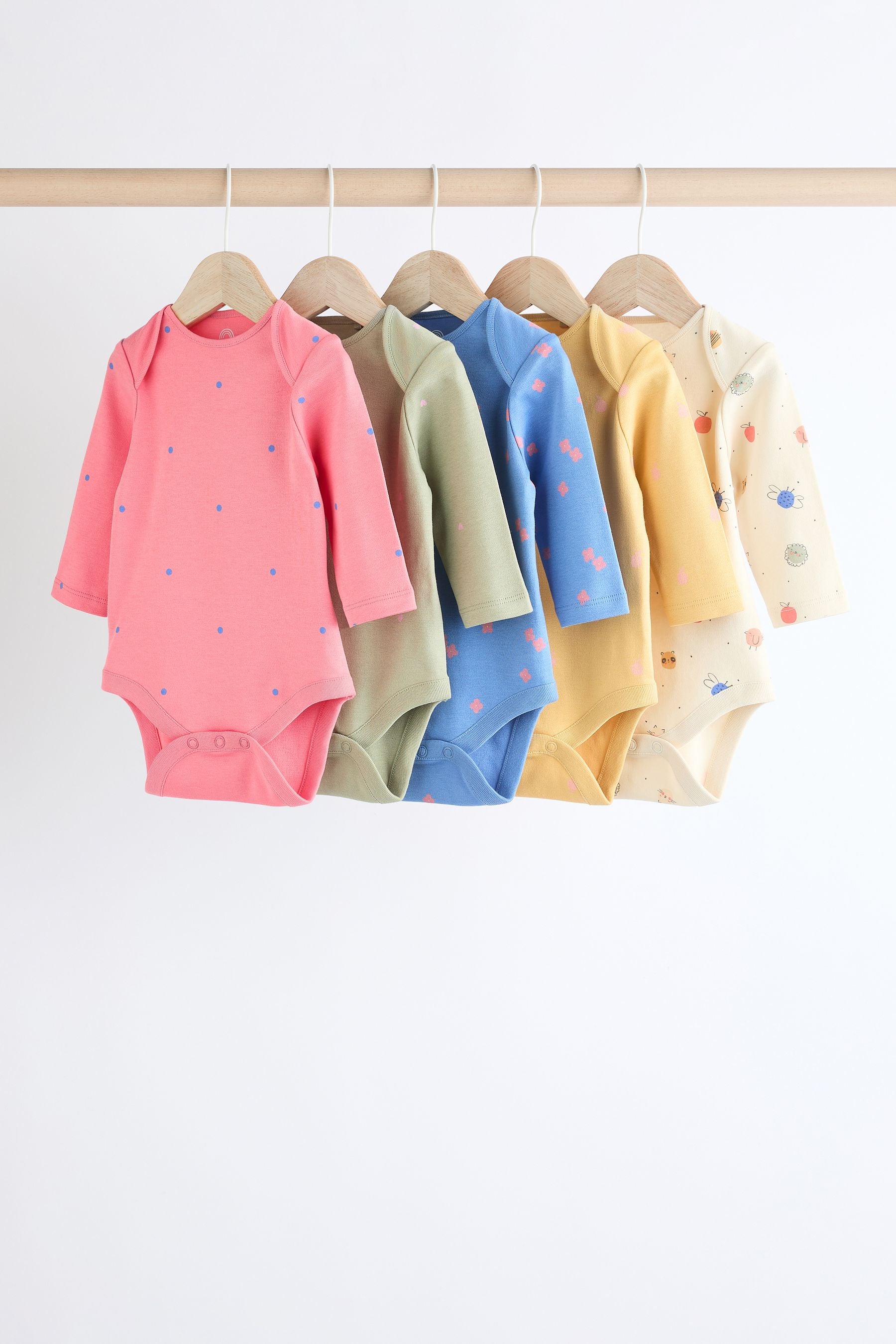 Multi character Baby 100% Cotton Bodysuits 5 Pack