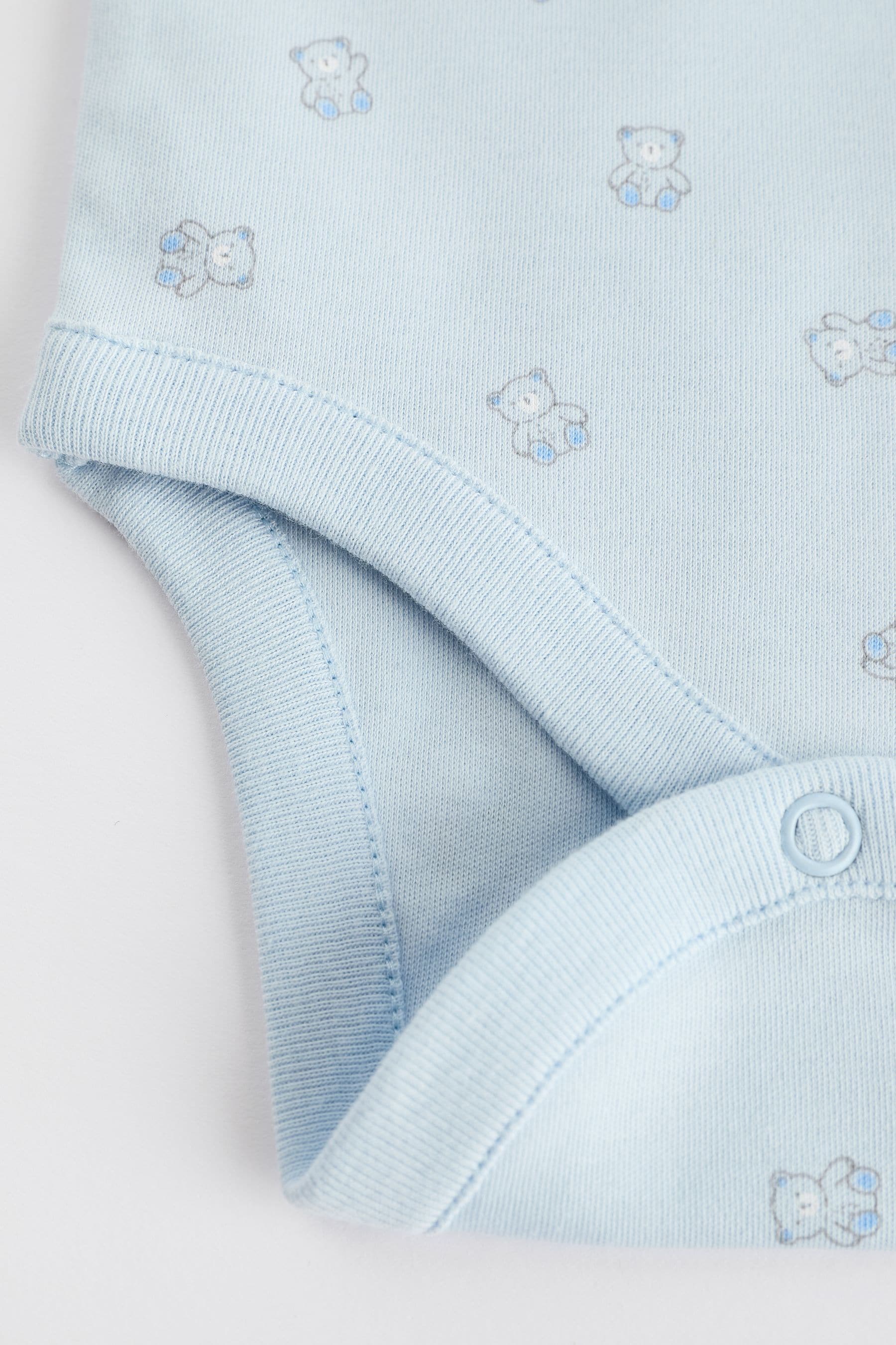 Blue 5 Pack Bear Long Sleeve Baby Bodysuits