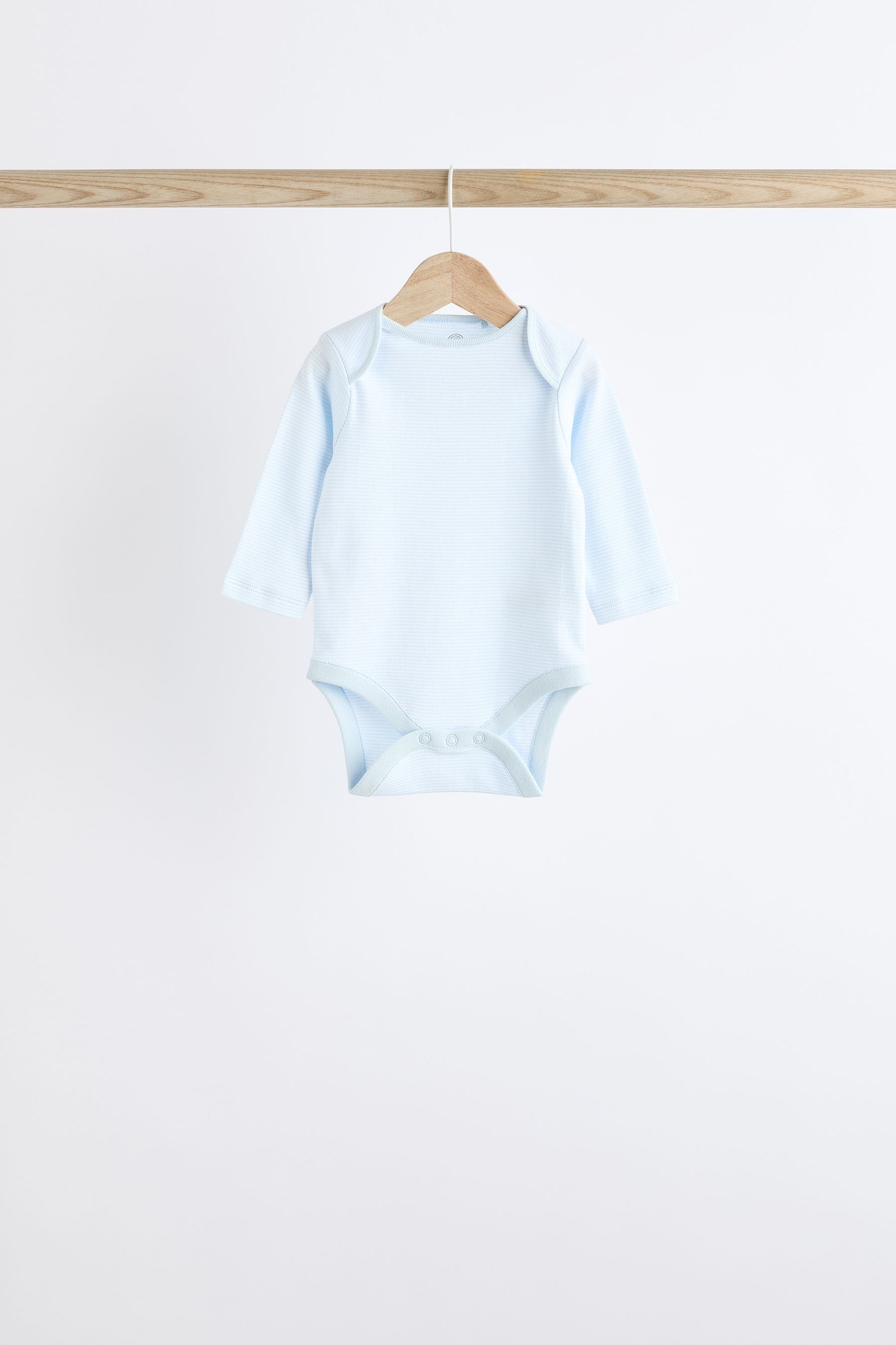 Blue 5 Pack Bear Long Sleeve Baby Bodysuits