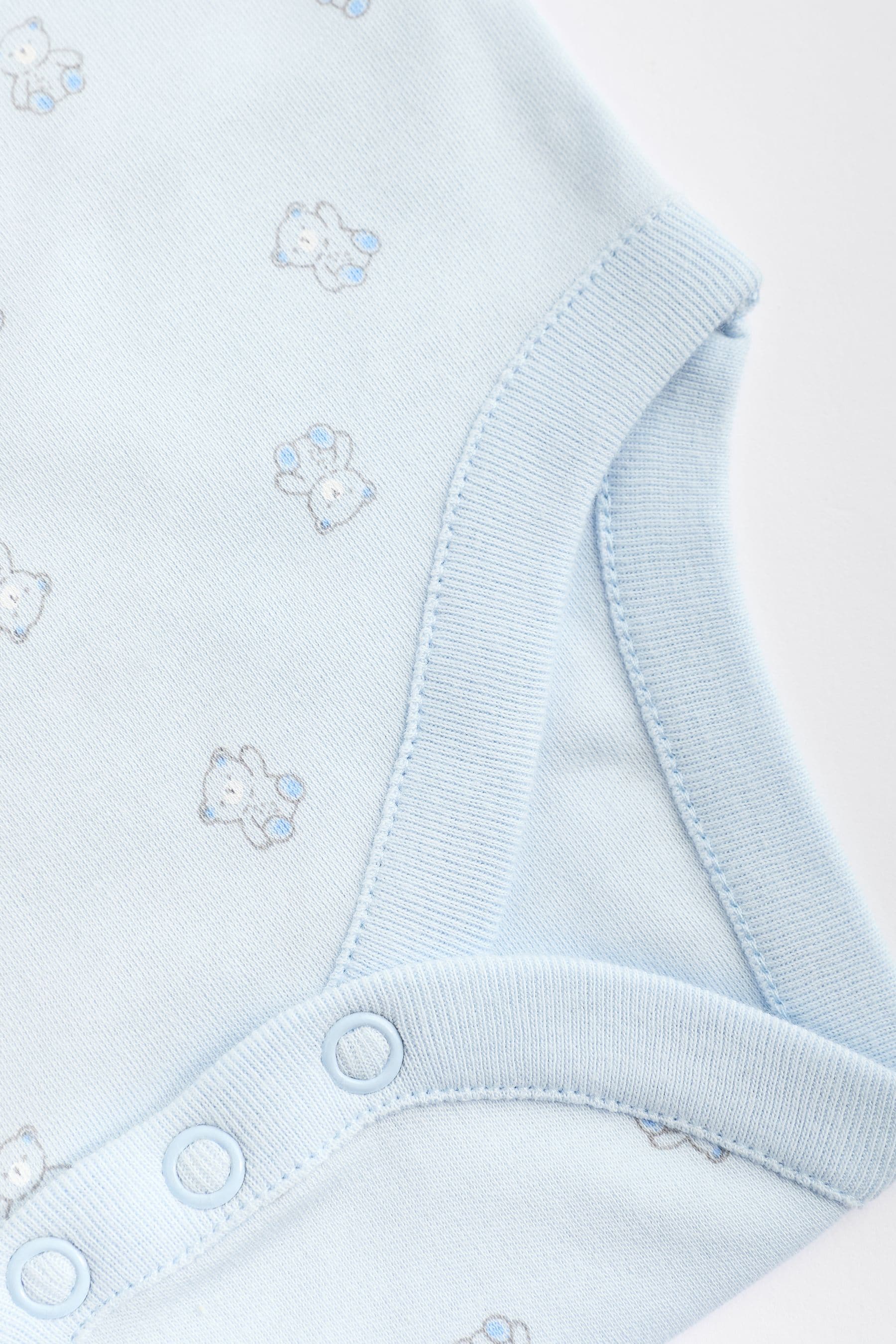 Blue 7 Pack Bear Short Sleeve Baby Bodysuits