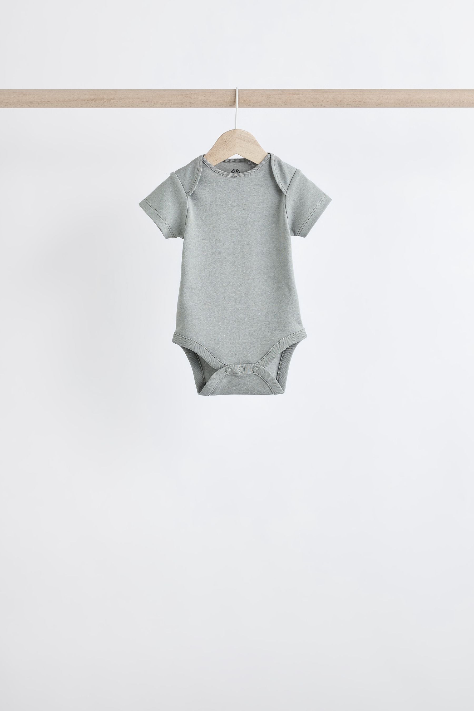 Grey/White Short Sleeve 100% Cotton Bodysuits 5 Pack