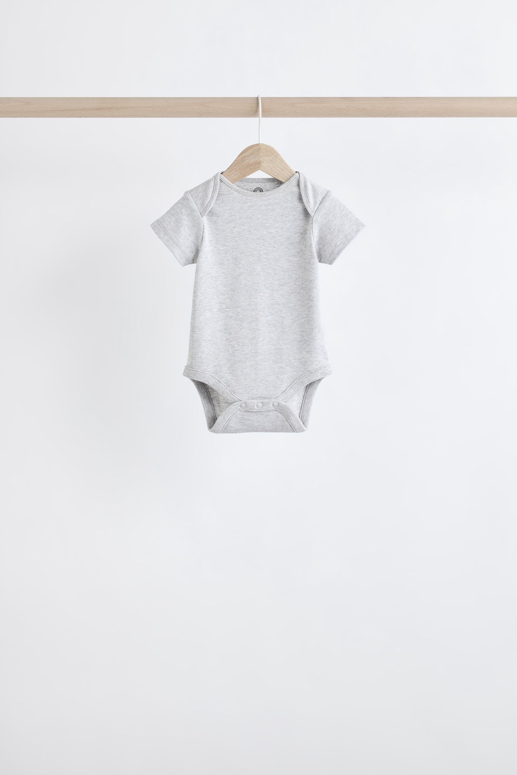 Grey/White Short Sleeve 100% Cotton Bodysuits 5 Pack