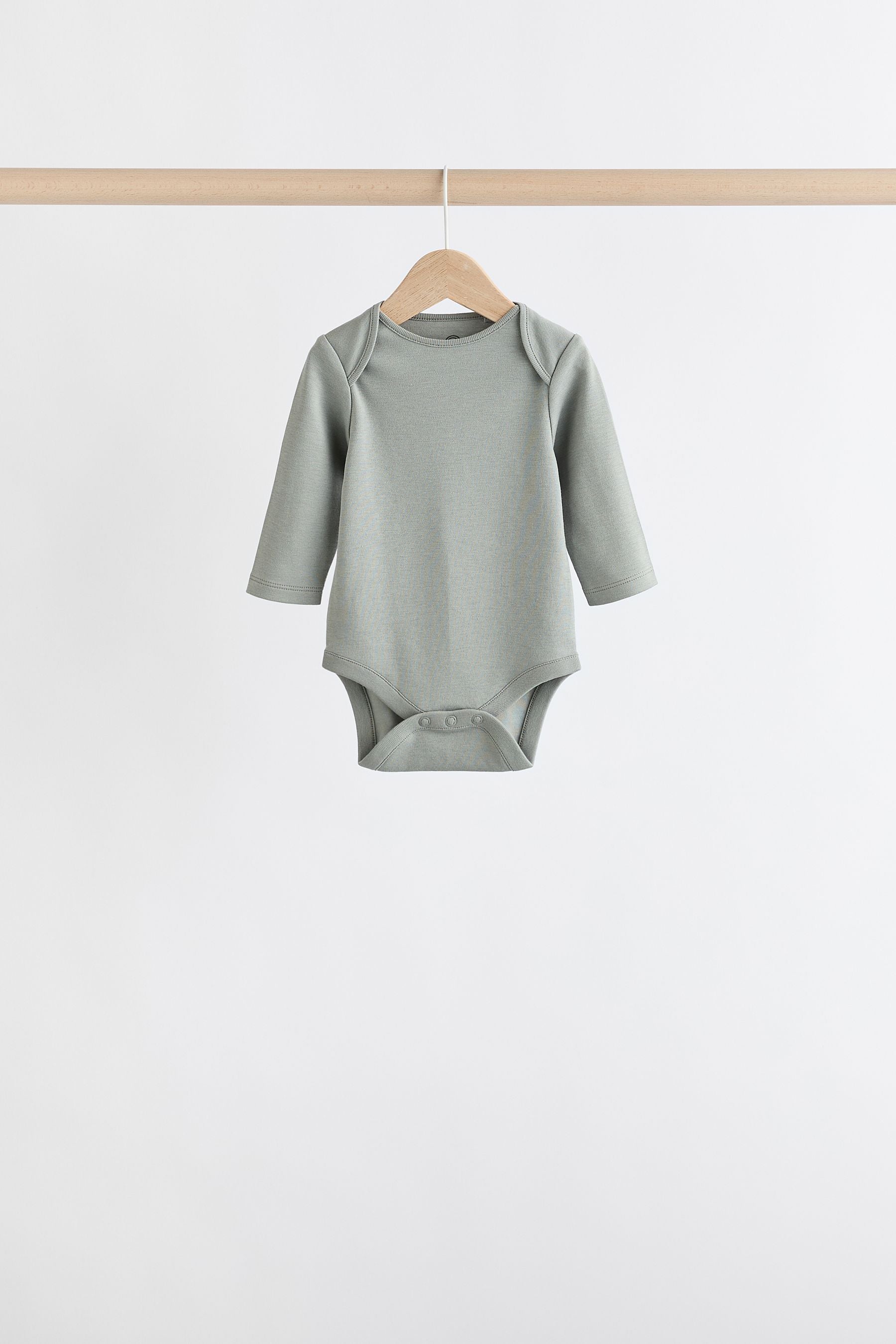 Grey/White Long Sleeve Bodysuits 5 Pack