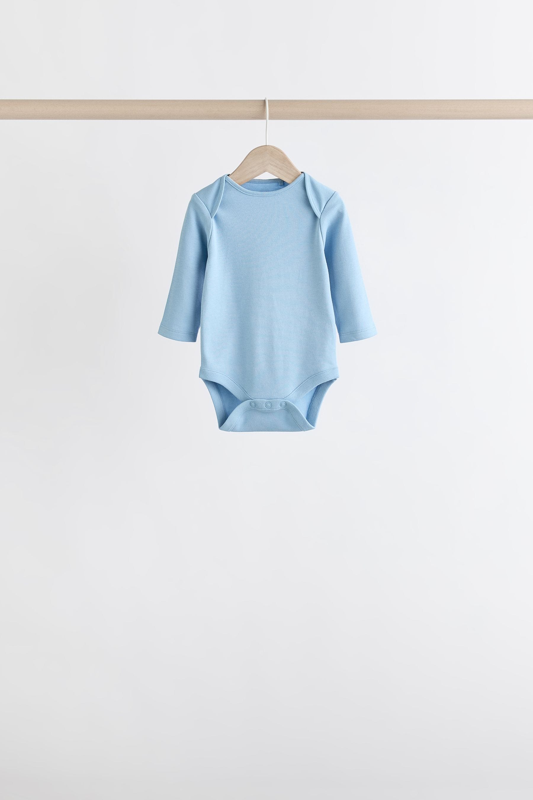 Blue 7 Pack Baby Long Sleeve Bodysuits