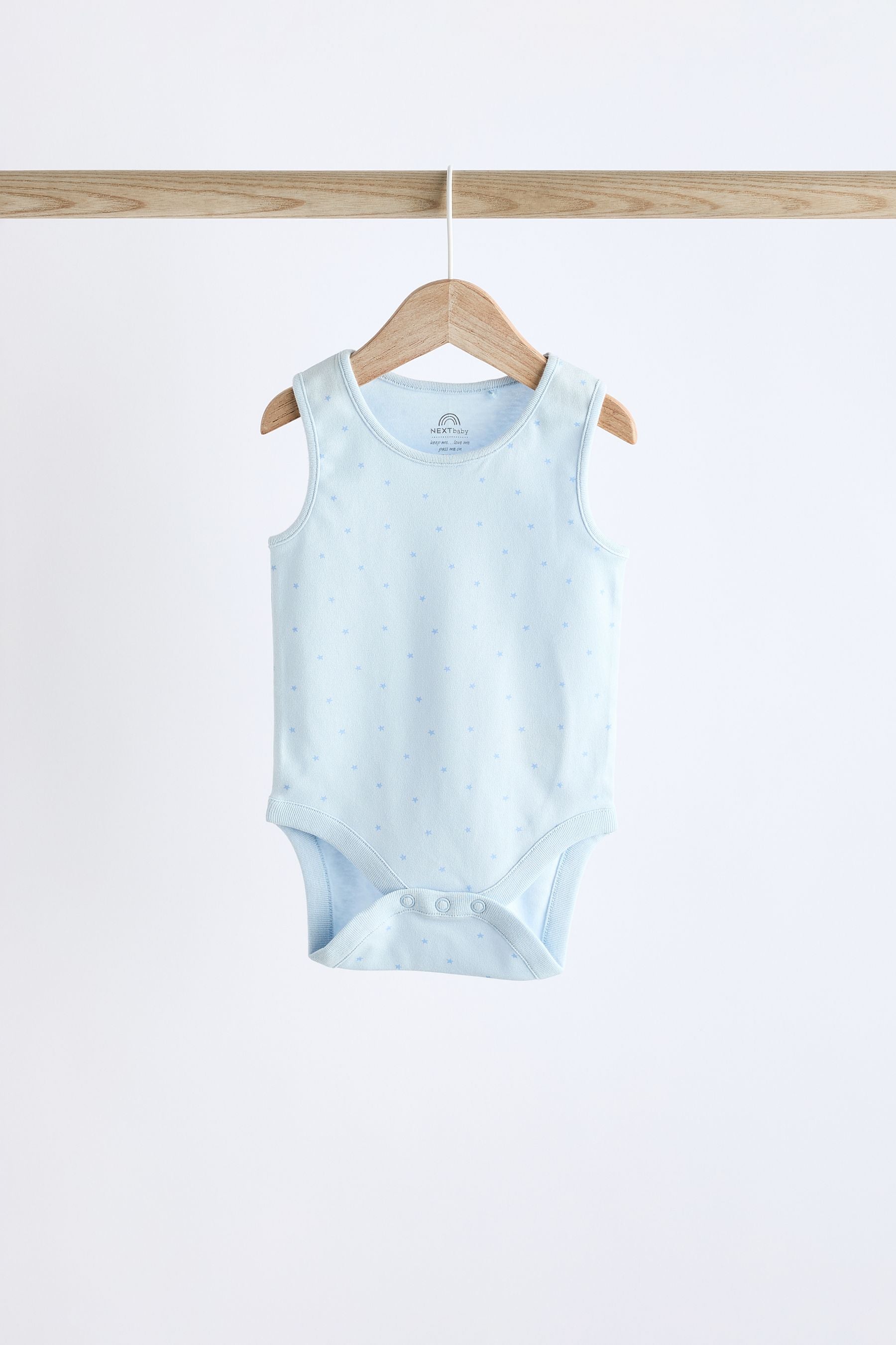 Blue Bear Print Baby 100% Cotton Vests 5 Pack